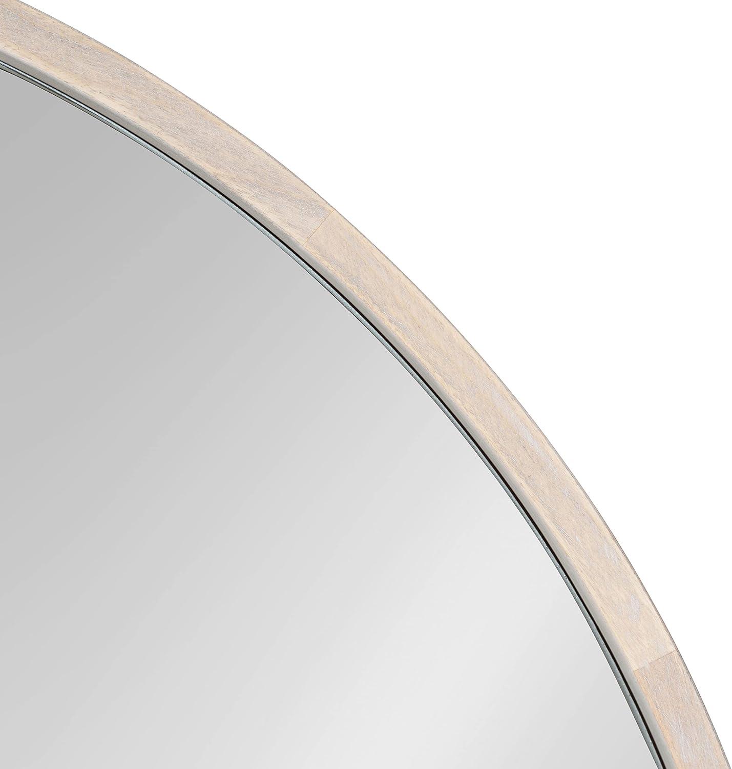 Kate and Laurel Valenti Round Framed Mirror, White 18" Diameter