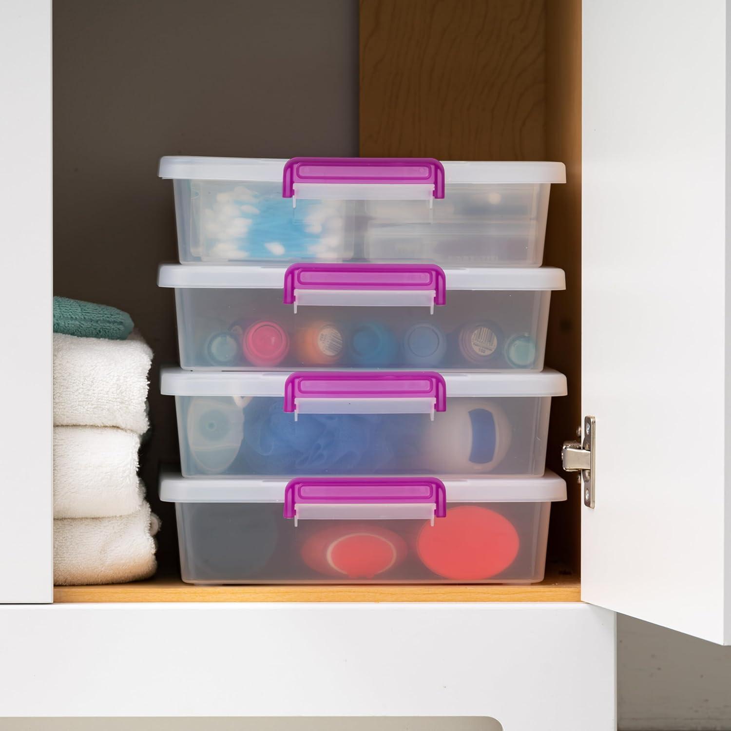 IRIS USA Modular Stackable Plastic Storage Container with Secure Buckle-up Lid