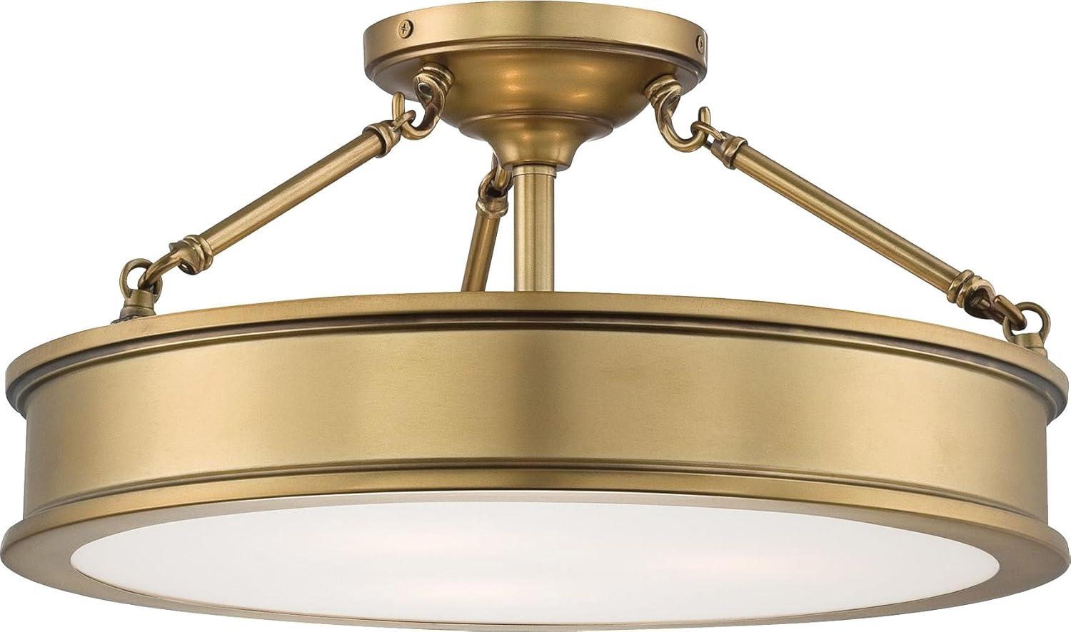 Liberty Gold 3-Light Semi Flush Mount with Etched Glass