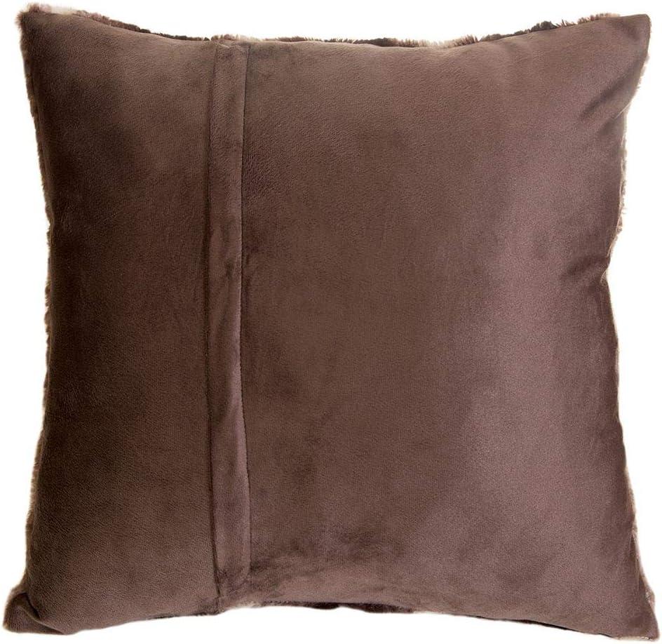 Mink Brown and White Striped Faux Fur Square Throw Pillow