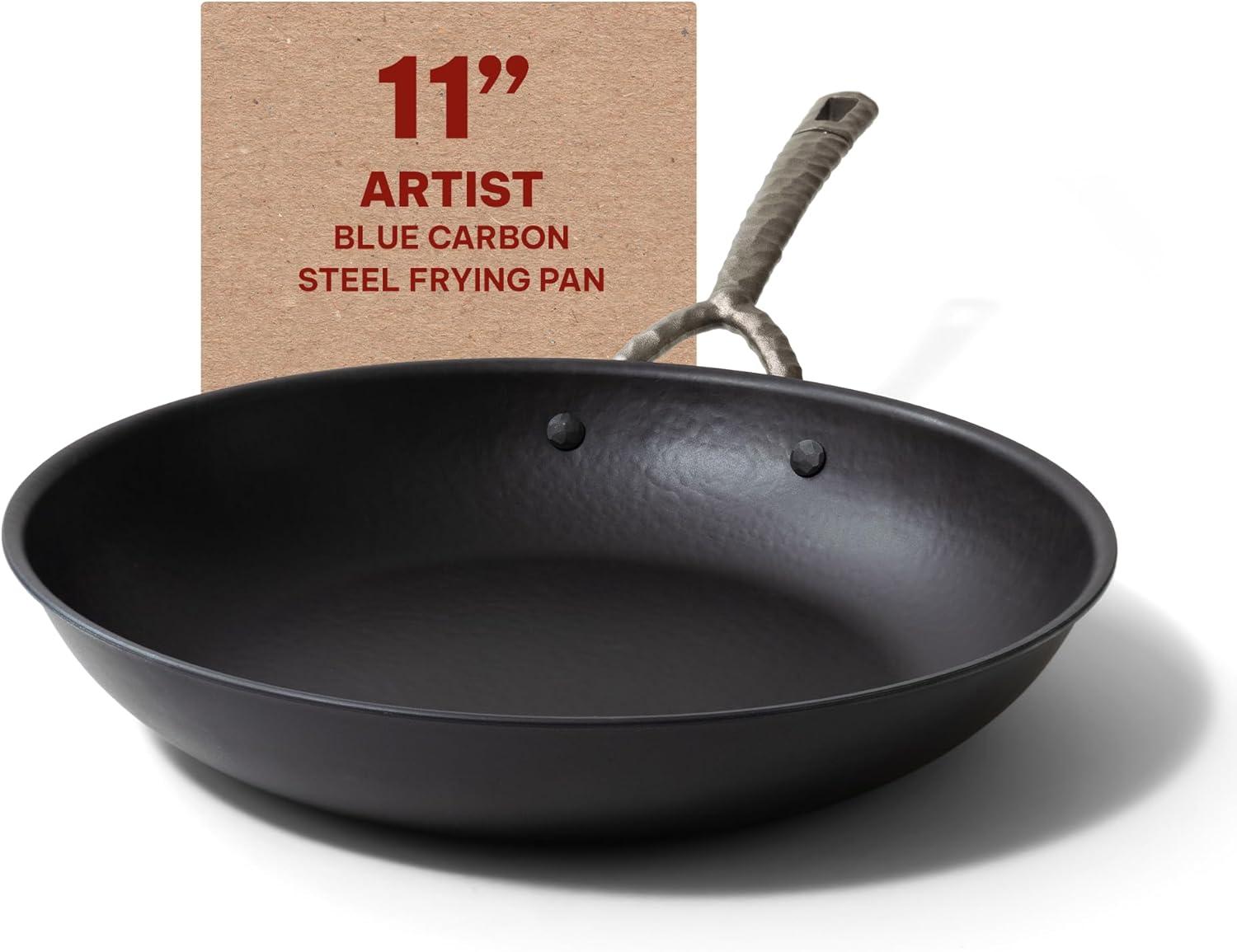 Alva Artist Nonstick Carbon Steel Frying Pan Skillet Pre-Seasoned Non Toxic Cookware Stay Cool Handle PFAS, PFOA & PFTE Free, Pre-Seasoned w/ Natural Mineral Oil, Add to Your Pots and Pans Set