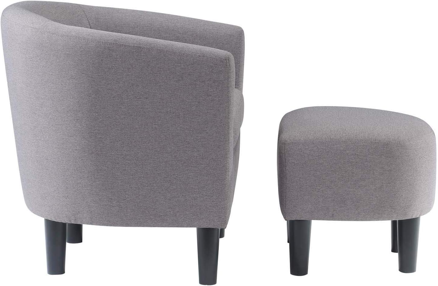 Convenience Concepts Take a Seat Churchill Accent Chair with Ottoman, Cement Gray Fabric
