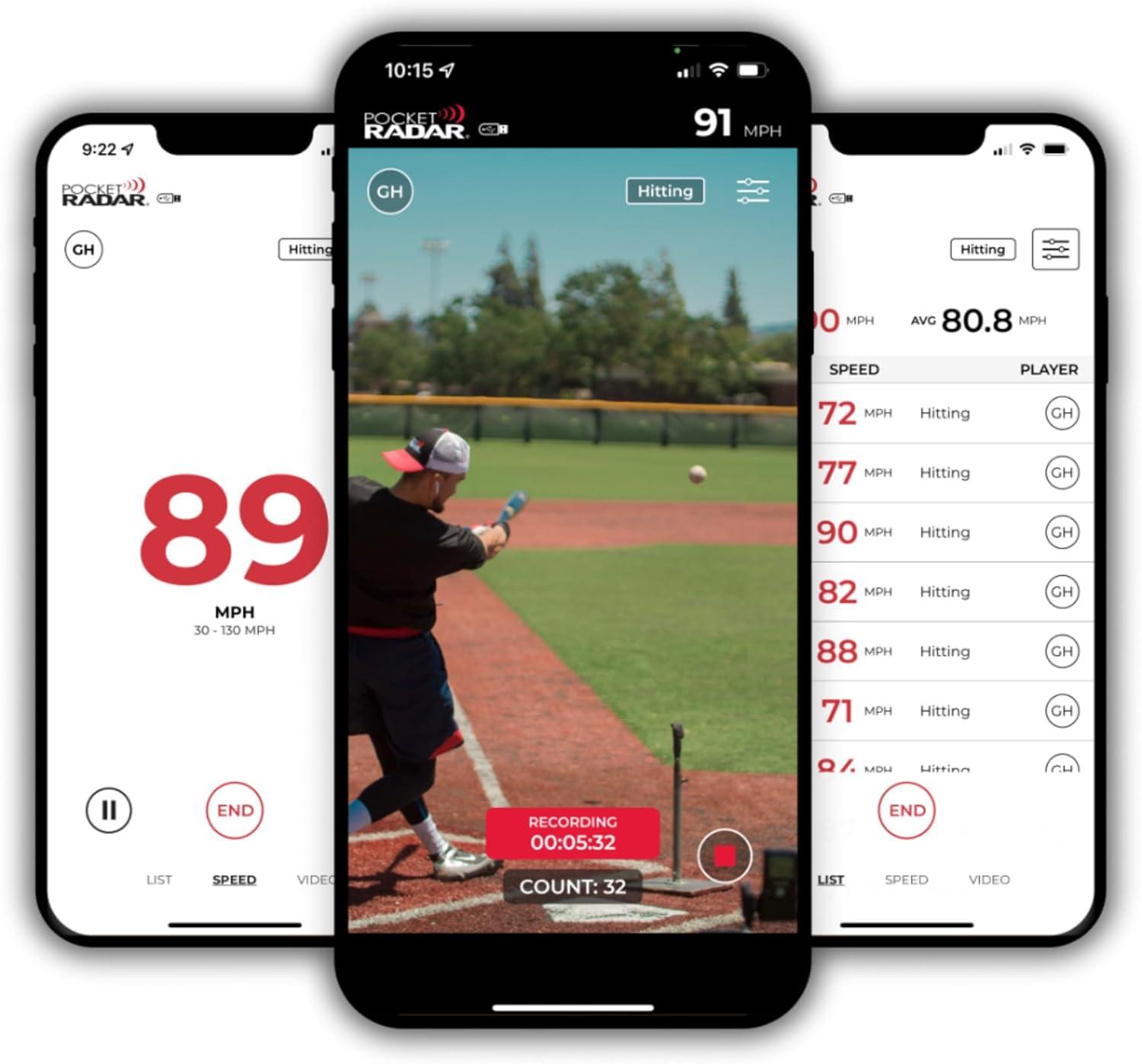 Pocket Radar Smart Coach Speed Gun for Baseball, Hockey, Softball with Accurate Pitching & Sports Speed Measurement, Portable Baseball Radar Gun Compatible with Pocket Radar App