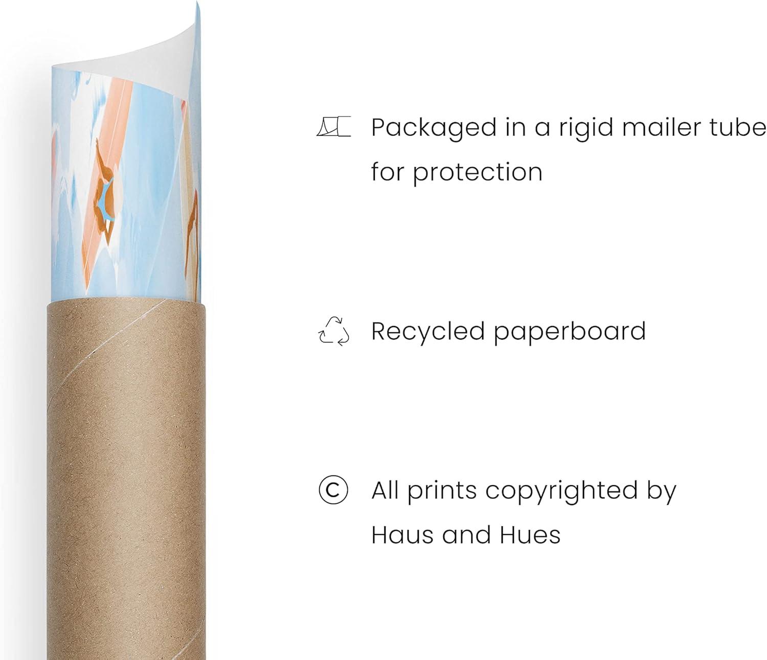 HAUS AND HUES Beach Art - Surfer girl poster with beach-themed prints, capturing the essence of seaside adventure in watercolor art (Unframed, 16x20)