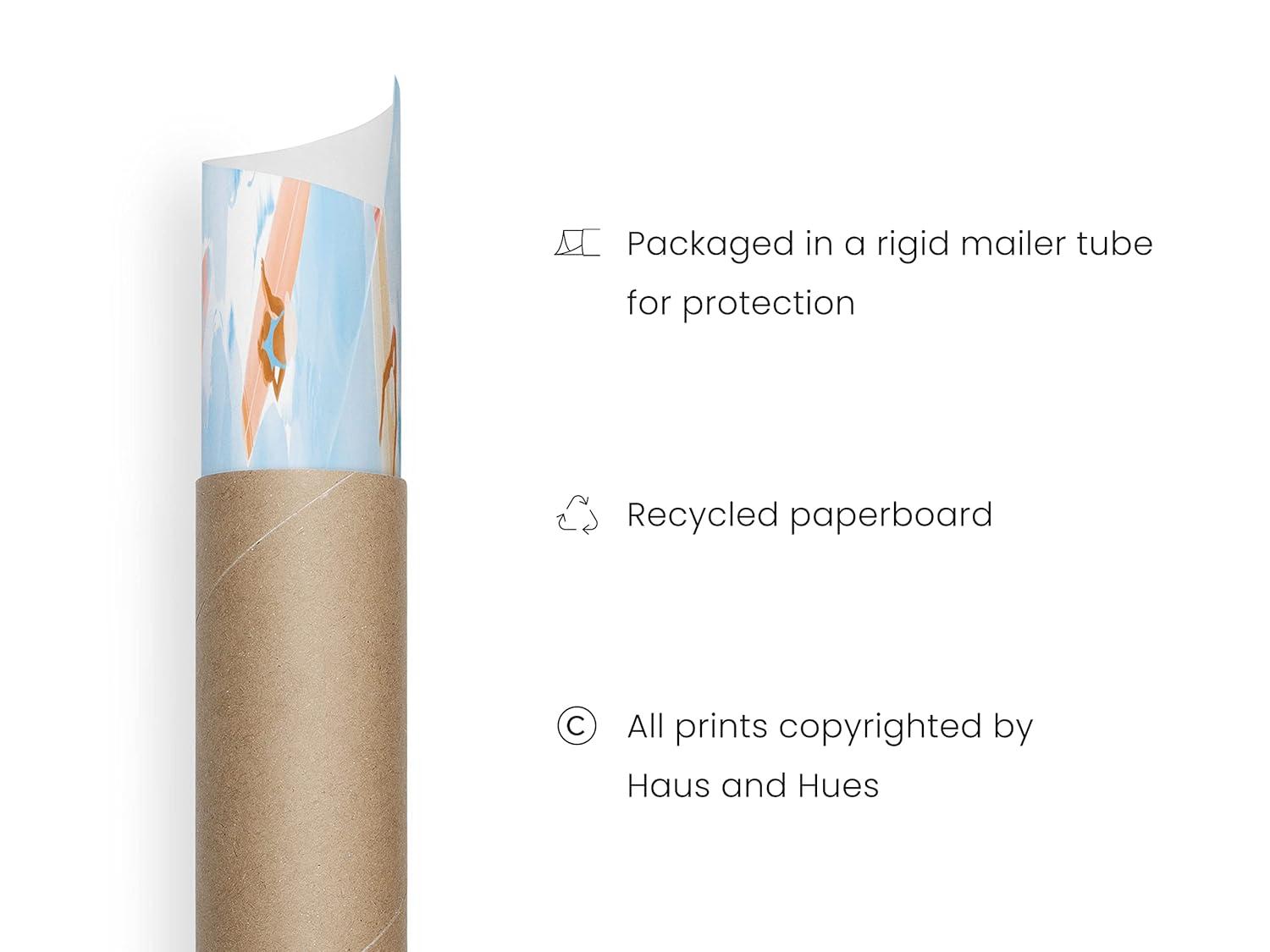 HAUS AND HUES Beach Art - Surfer girl poster with beach-themed prints, capturing the essence of seaside adventure in watercolor art (Unframed, 16x20)