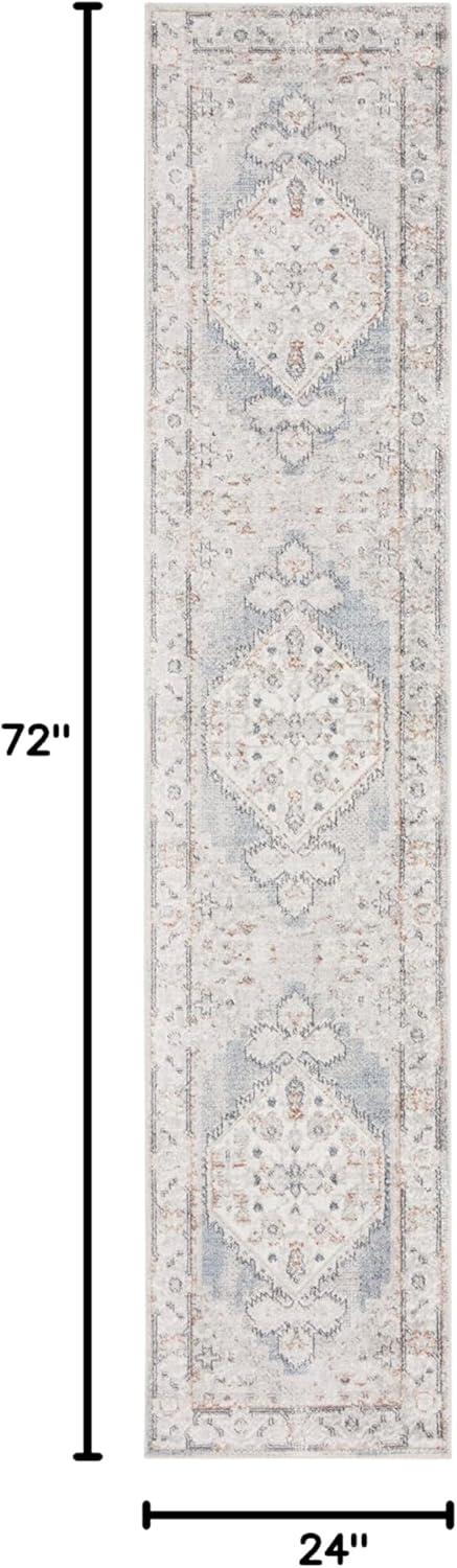 Nourison 2' x 6' Runner Astra Vintage Persian Indoor Flatweave Area Rug Light Blue