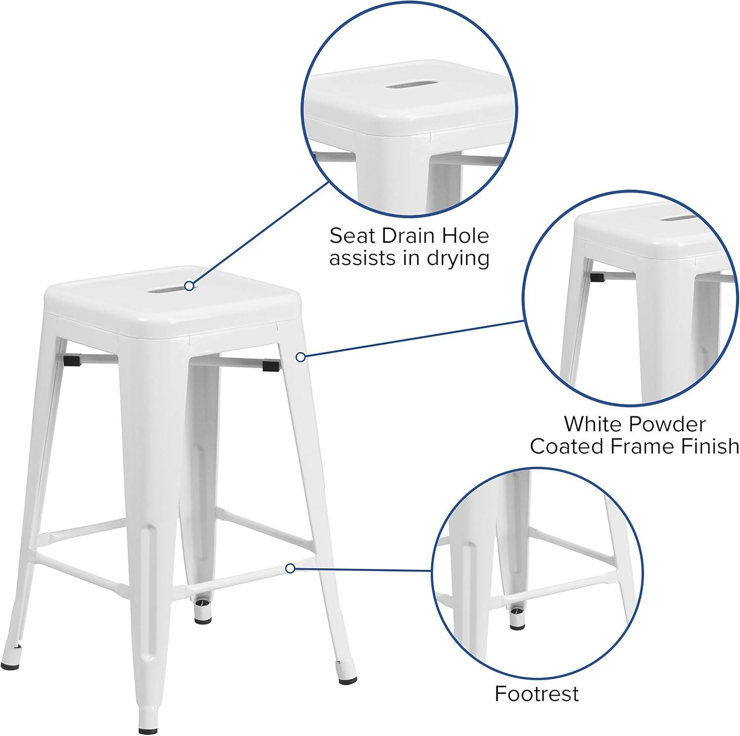 Flash Furniture Commercial Grade 24" High Backless Metal Indoor-Outdoor Counter Height Stool with Square Seat