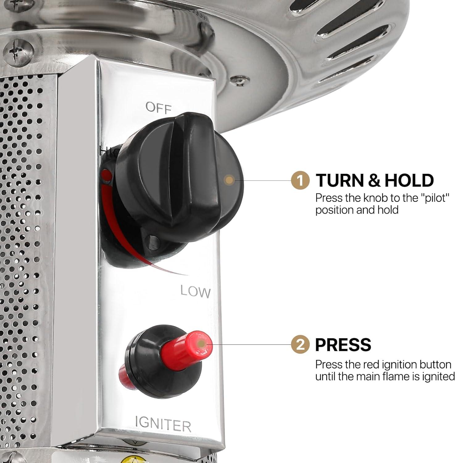 MoNiBloom Outdoor Patio Heater, 48,000 BTU Gas Propane Standing Patio Heater for Commercial & Residential Use