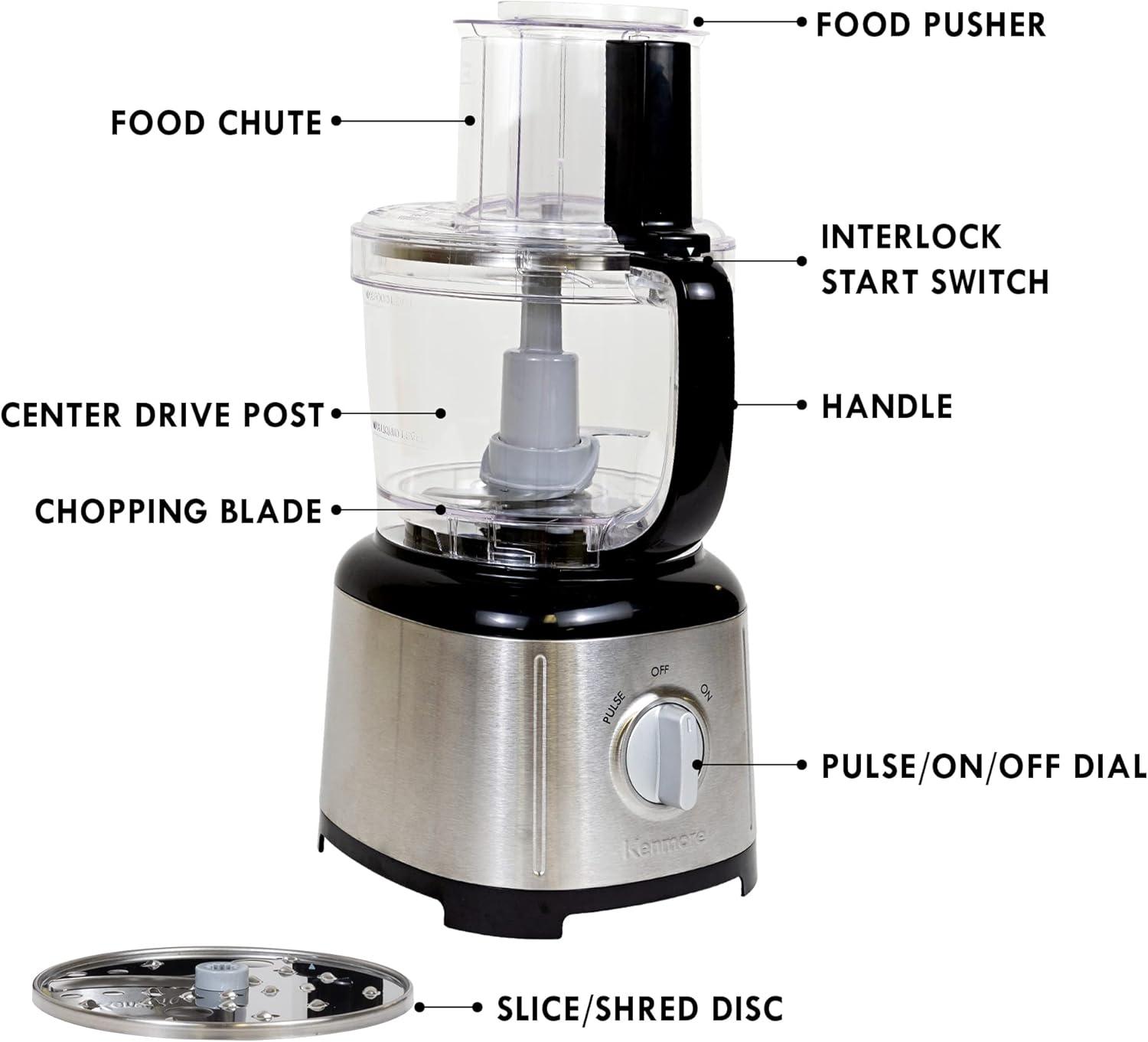 Kenmore Kenmore Food Processor and 11 Cup Vegetable Chopper for Chop, Slice, Shred, Mince, Grate & Puree