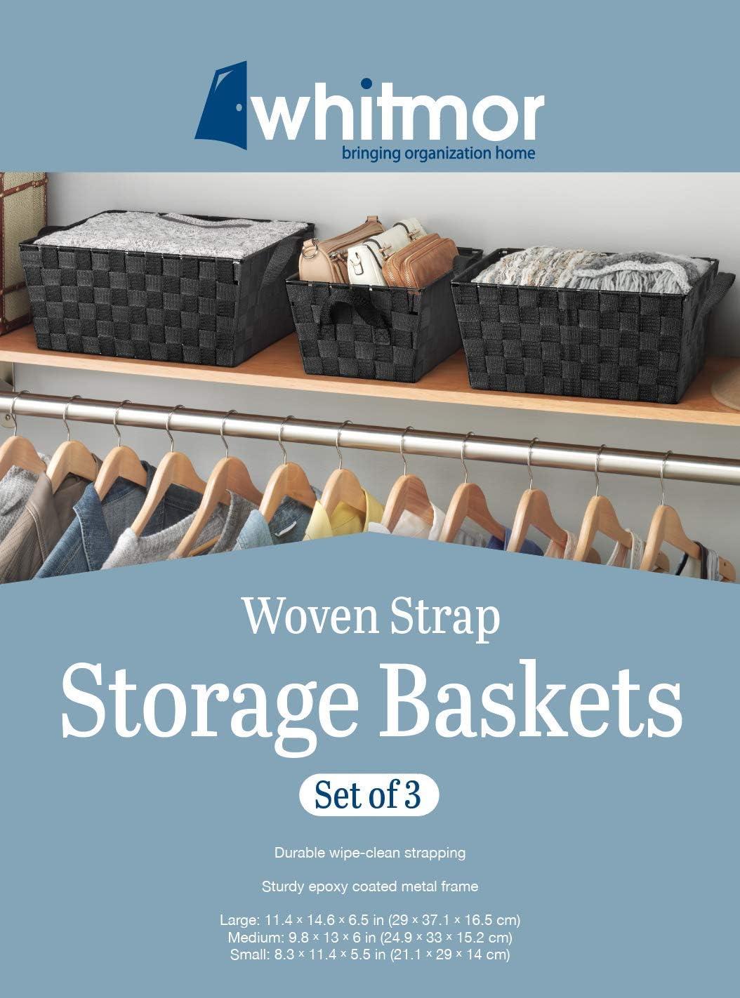 Whitmor Woven Strap Storage Baskets - Black - Set of 3