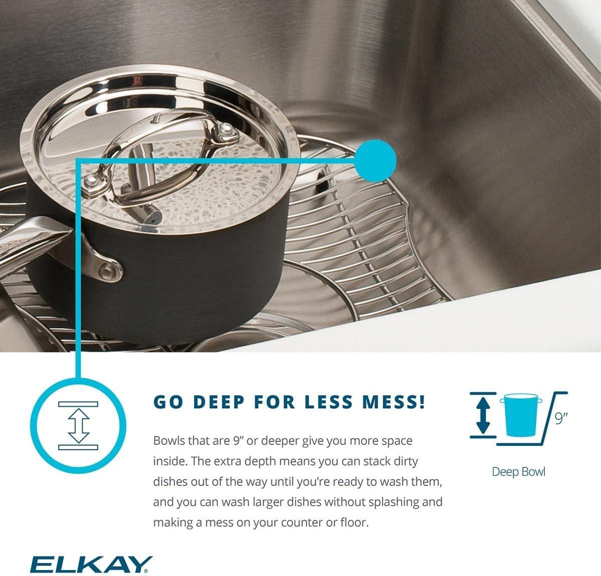 Elkay DLR332210PDMR2 Lustertone 33" L x 22" W Double Basin Drop-In Kitchen Sink with Drain Assembly
