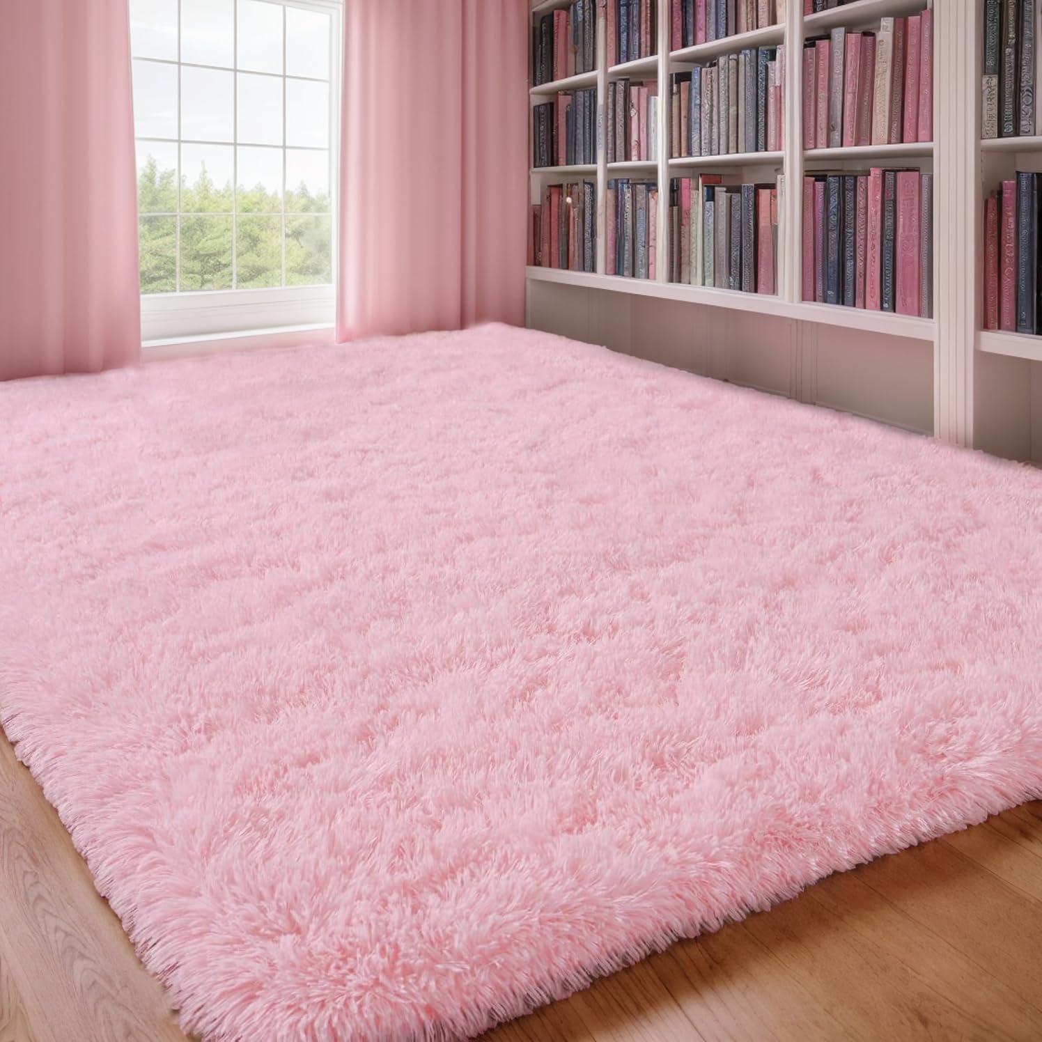 Noahas Soft Fluffy Area Rug for Living Room Bedroom Shaggy Accent Carpets for Kids Girls Rooms,8'x10',Red