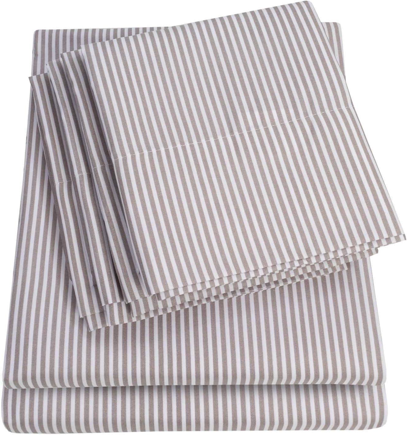 King Classic Stripe Gray Microfiber Deep Pocket Sheet Set