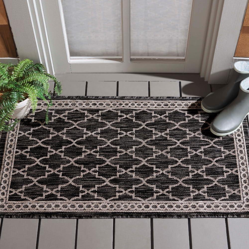 Courtyard CY8871 Power Loomed Indoor/Outdoor Accent Rug - Black/Beige - 2'x3'7" - Safavieh.
