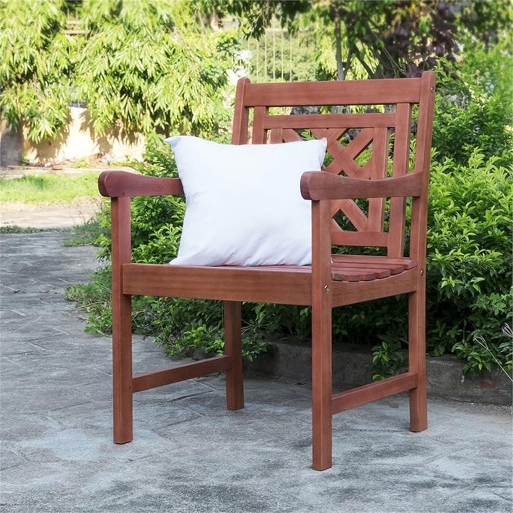 Malibu Elegance Natural Eucalyptus Wood Dining Chair with Cushions