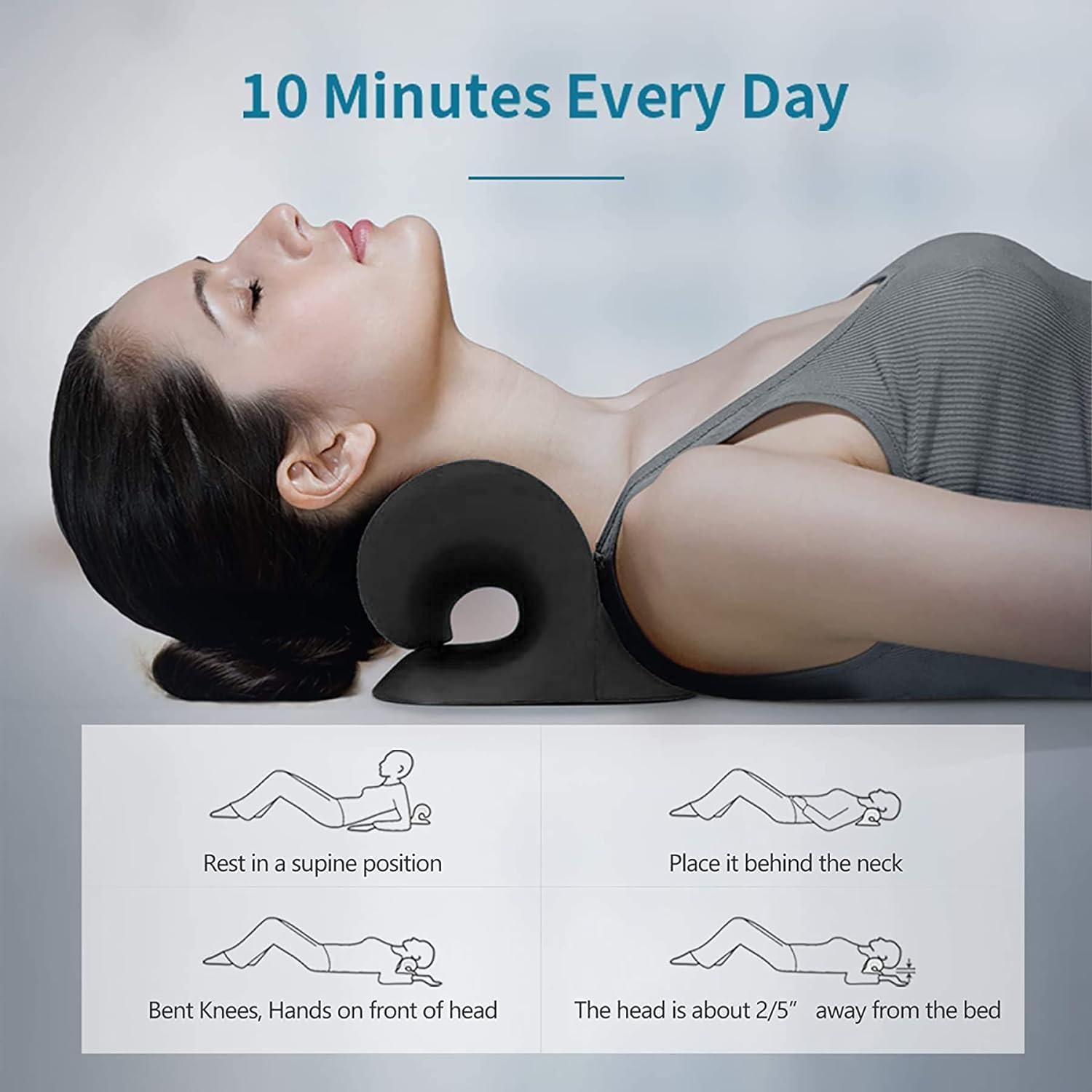 ParkistStar Cervical Traction Neck Pillow for Pain Relief and Spinal Alignment - Chiropractic Shoulder and Neck Stretcher with Relaxing Benefits