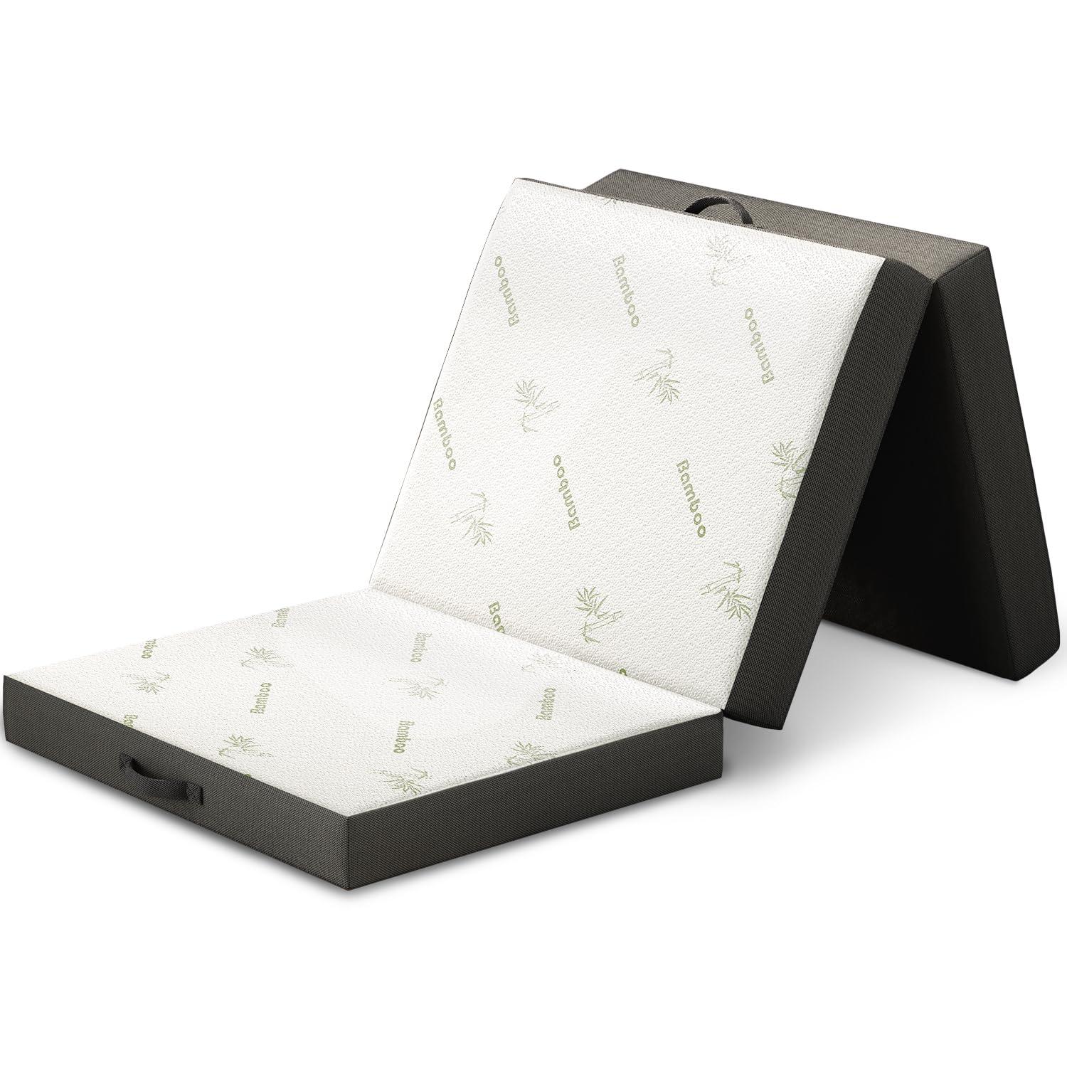 Cozzzi Trifold Mattress for Floor and Traveling with Removable Cover - Lightweight and Portable Mattress for Adults & Kids - Compact and Easy to Storage (75in x 31in x 4in)