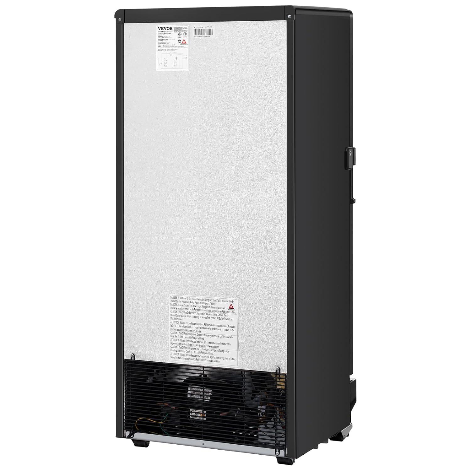 VEVOR Commercial Merchandiser Refrigerator, 5.7 CU.FT Glass Door Display Refrigerator Upright Fridge, Beverage Refrigerator Cooler Merchandiser with 3 Adjustable Shelves and Soft LED Light, Black