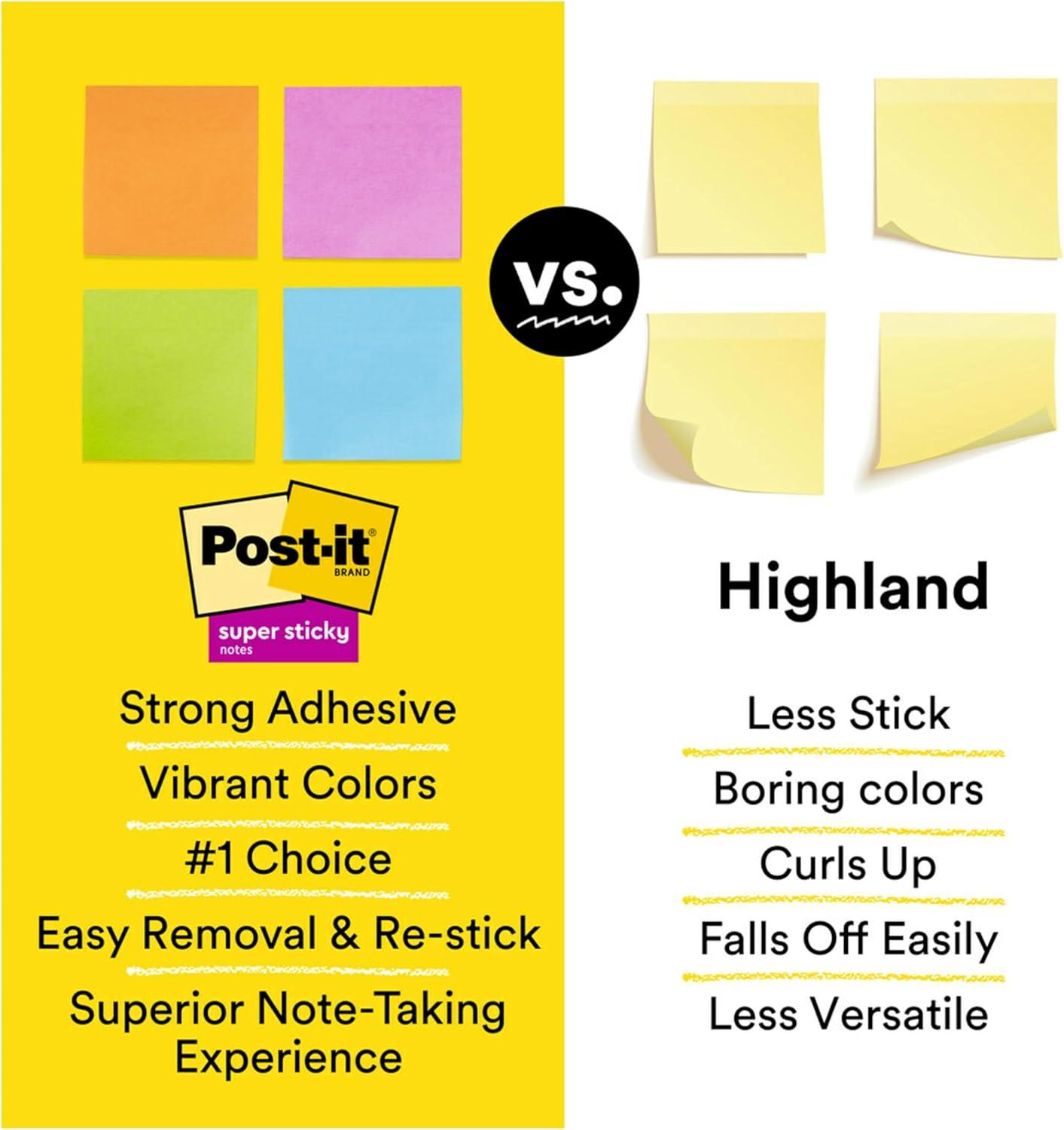 Post-it Super Sticky Notes Bus Pack, 3 x 3 Inches, Assorted, Pack of 24
