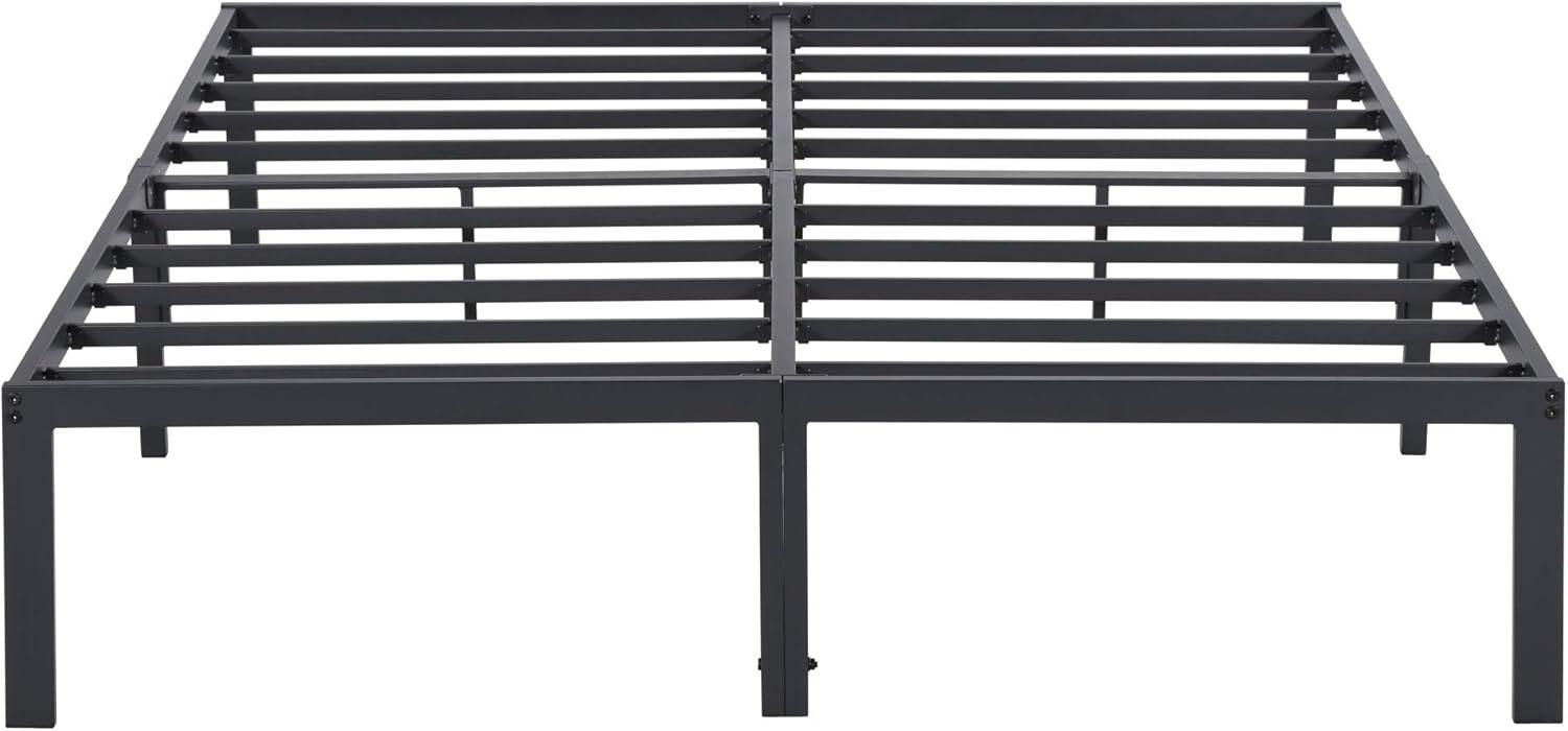 Twin XL Black Metal Frame Bed with Polished Finish