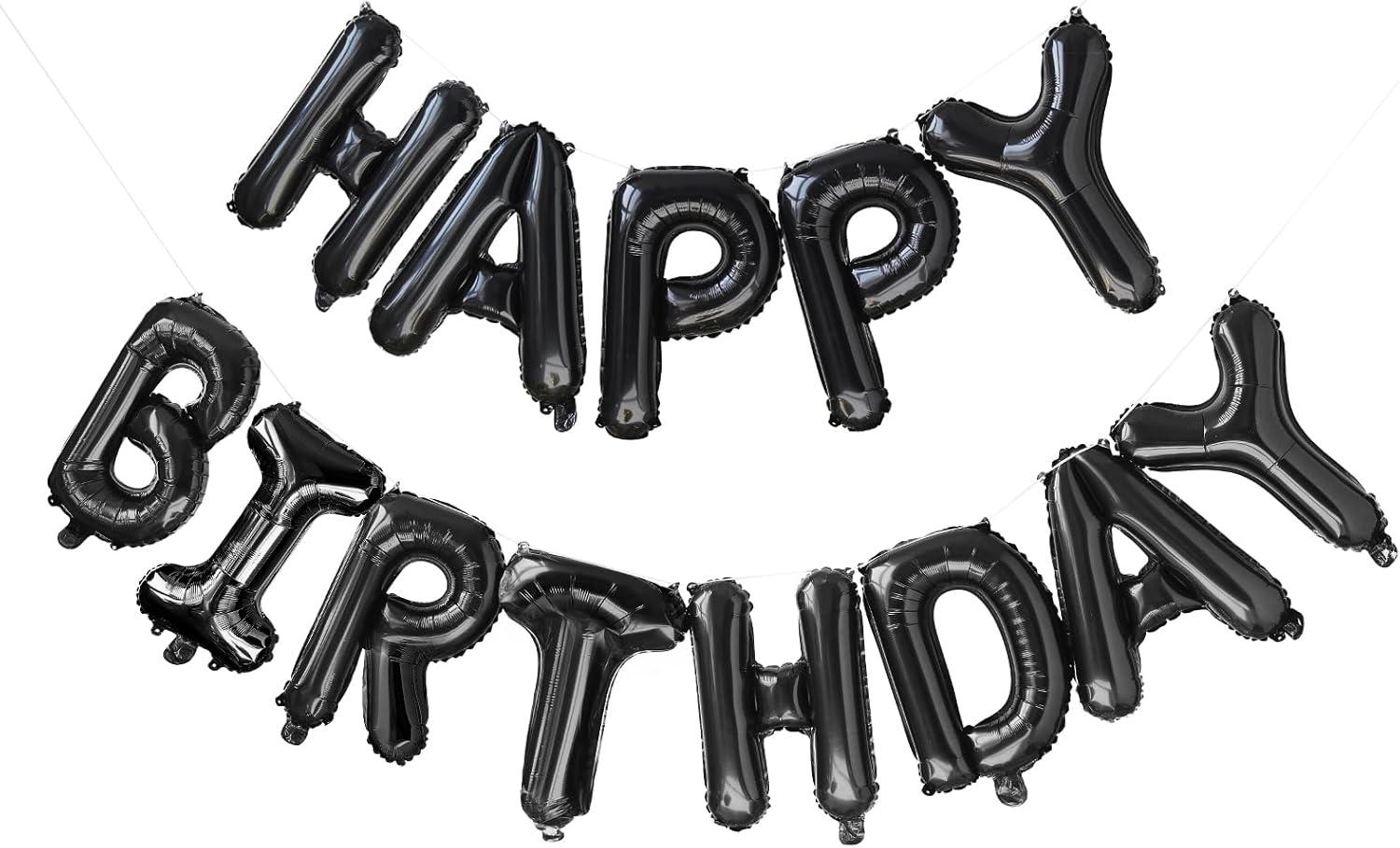 Happy Birthday Balloon Banner Party 16 Inch 3D Aluminum Foil Balloon kit Birthday Party Decor - gold