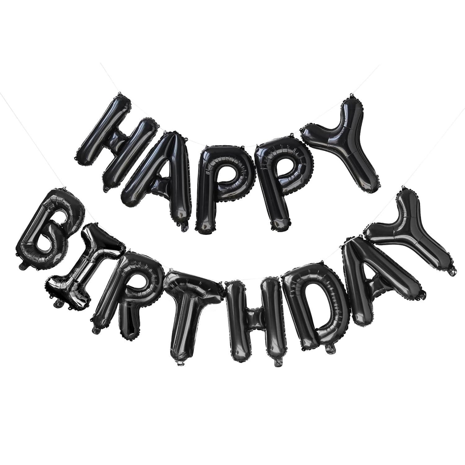 Happy Birthday Balloon Banner Party 16 Inch 3D Aluminum Foil Balloon kit Birthday Party Decor - gold