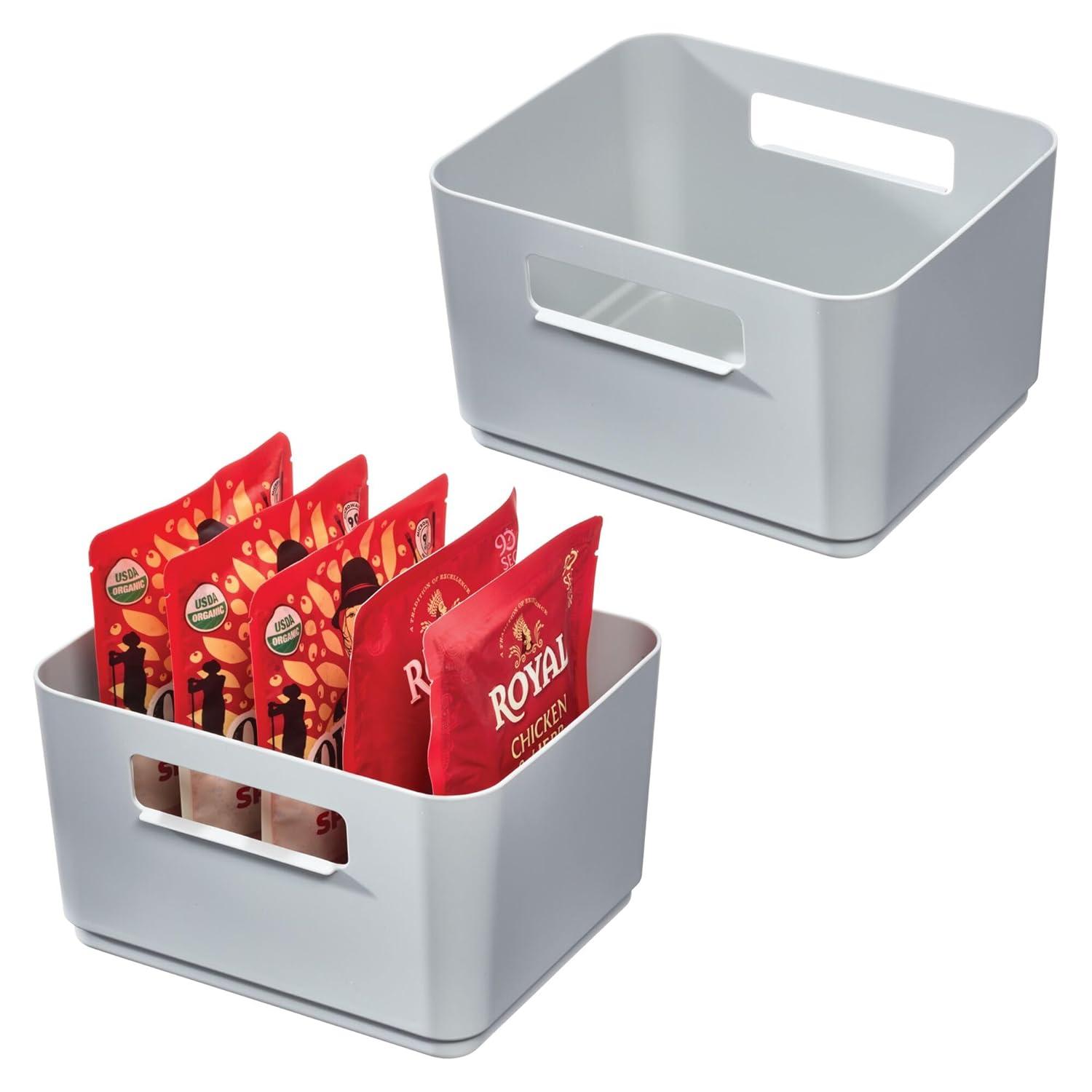 iDesign iDesign Plastic Pantry Storage Bin with Handles for Kitchen Organization - Set of 2 - Gray