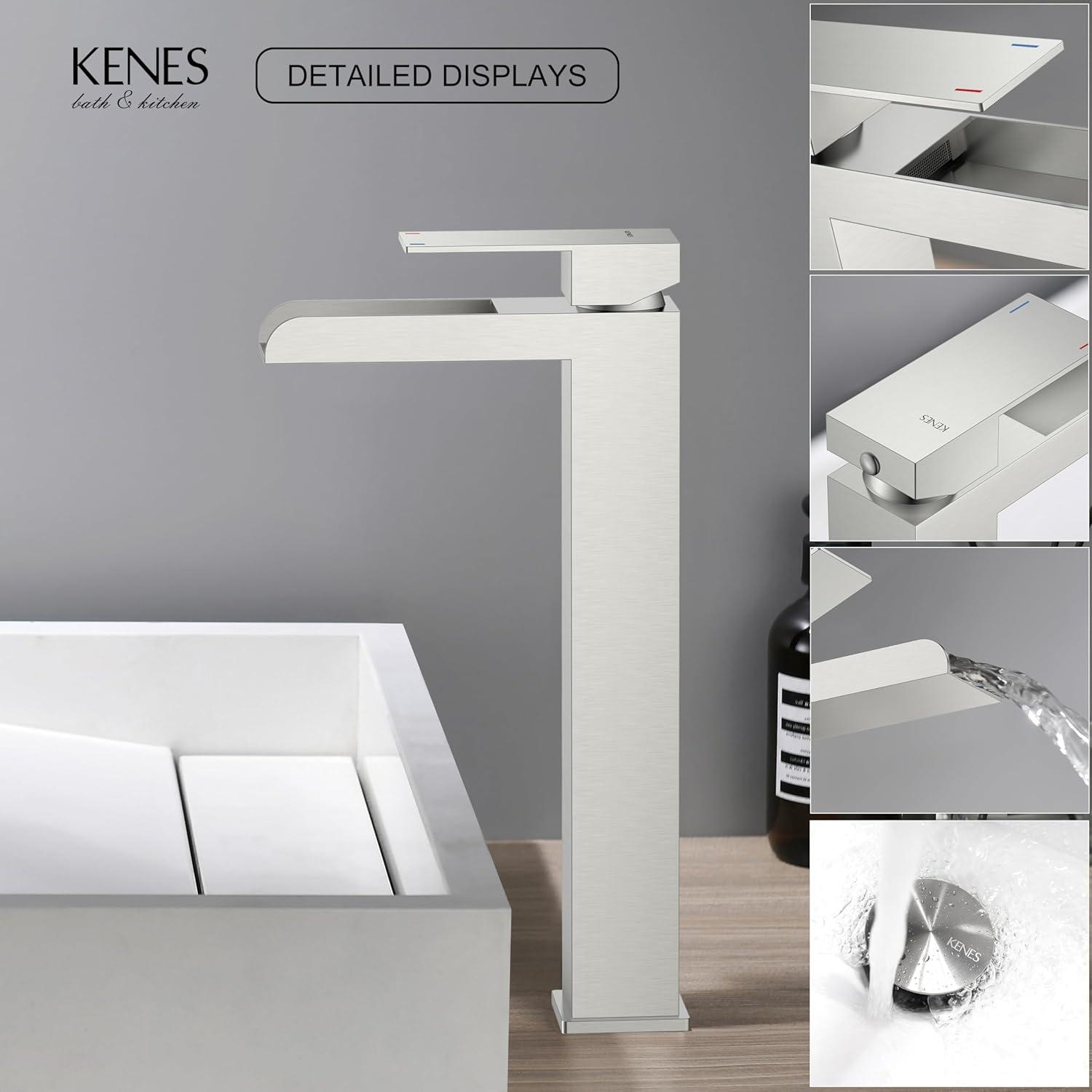 Matte Black Stainless Steel Tall Waterfall Bathroom Faucet