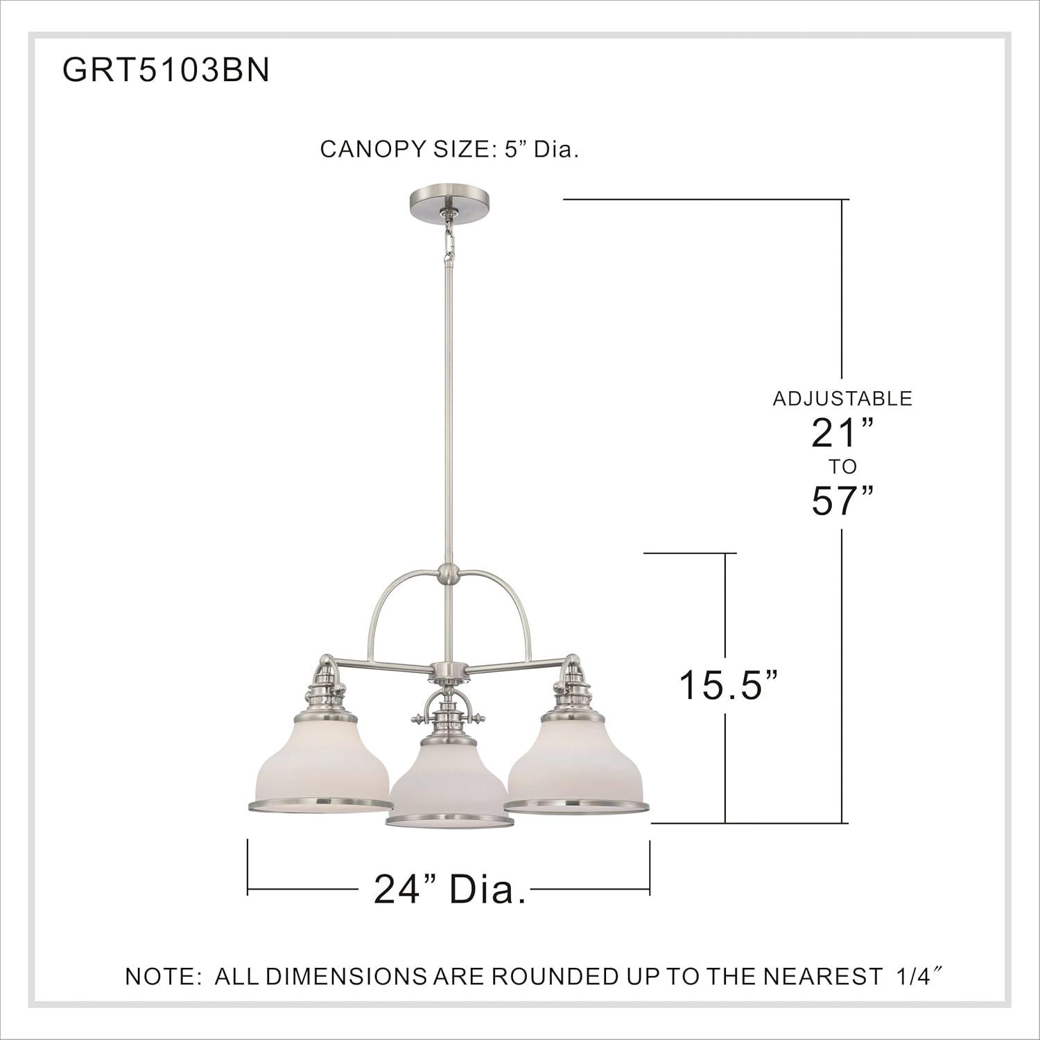 Quoizel Lighting Grant 3 - Light Chandelier in  Brushed Nickel