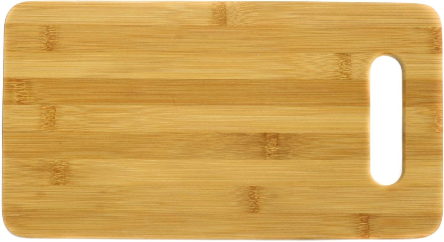 Natural Bamboo Rectangular Cutting Board with Handle, 7.5 x 14 inch