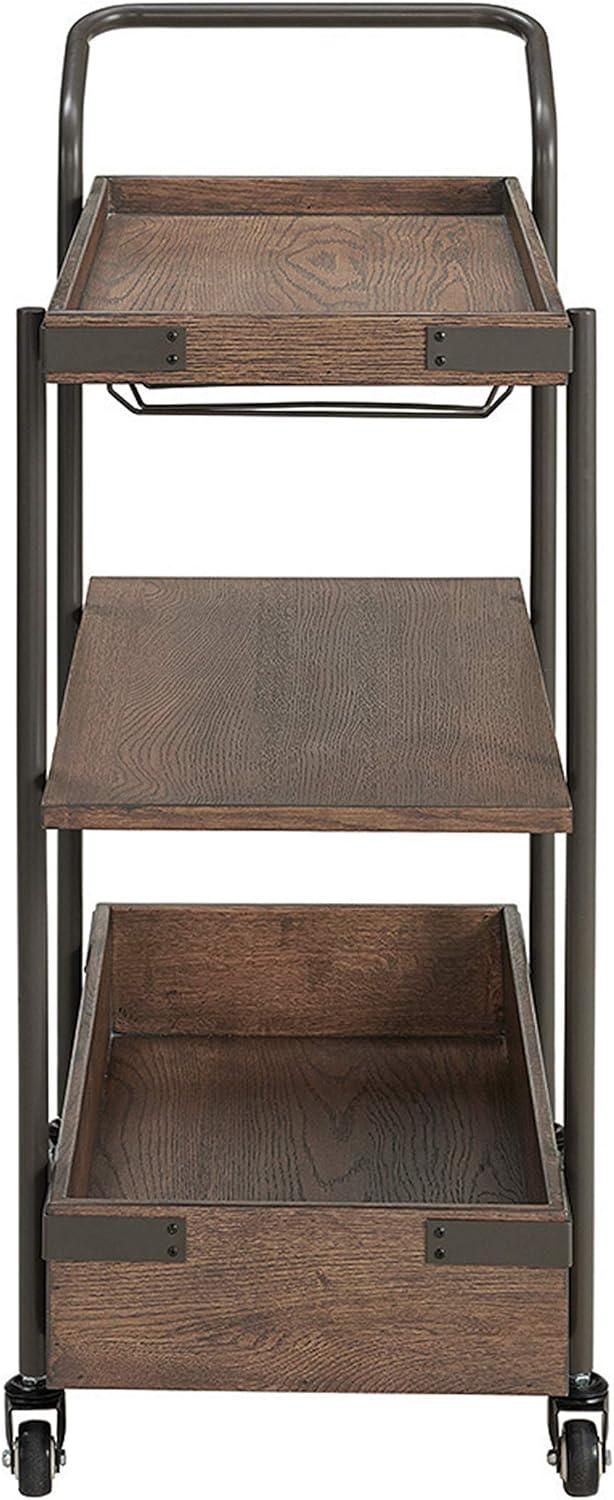 32 in. Kyra Oak & Metal Bar Cart