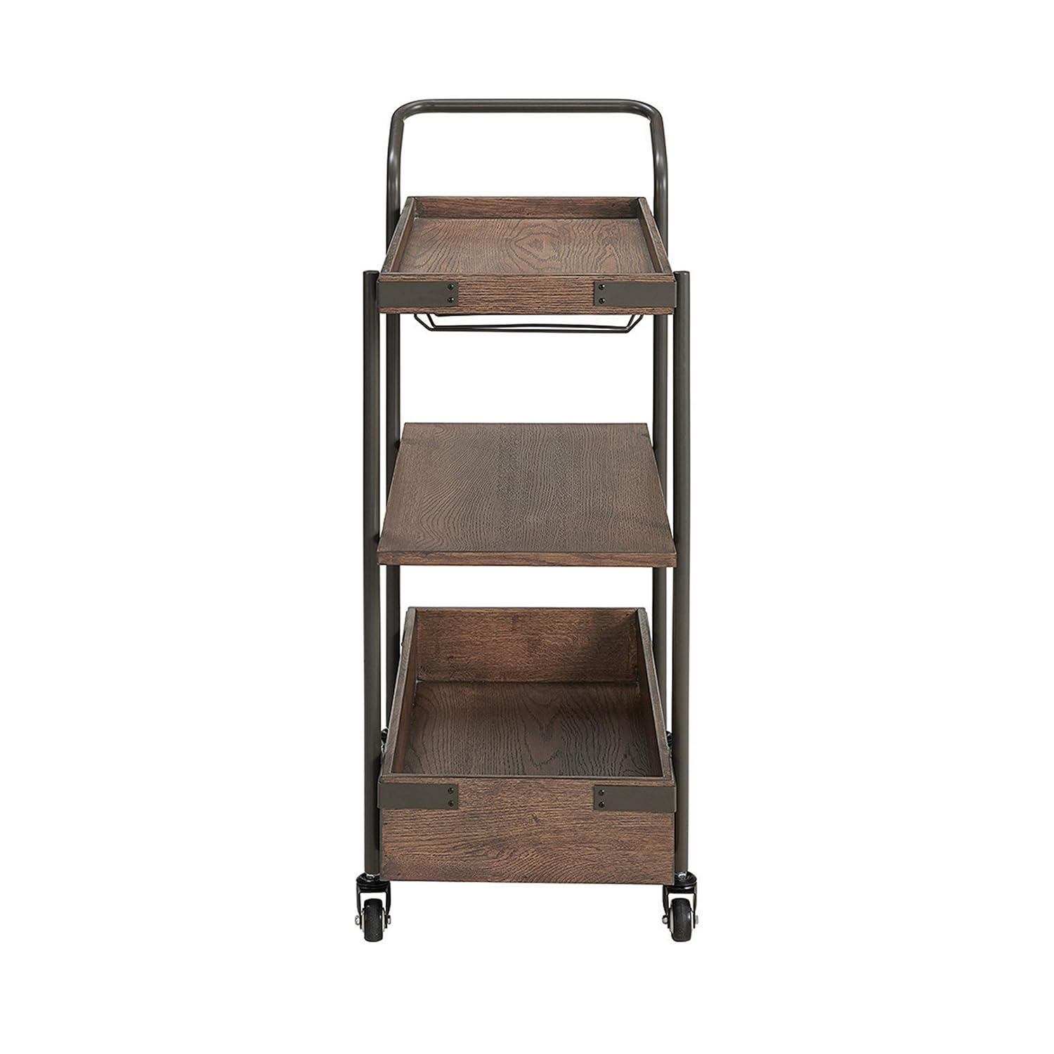 32 in. Kyra Oak & Metal Bar Cart