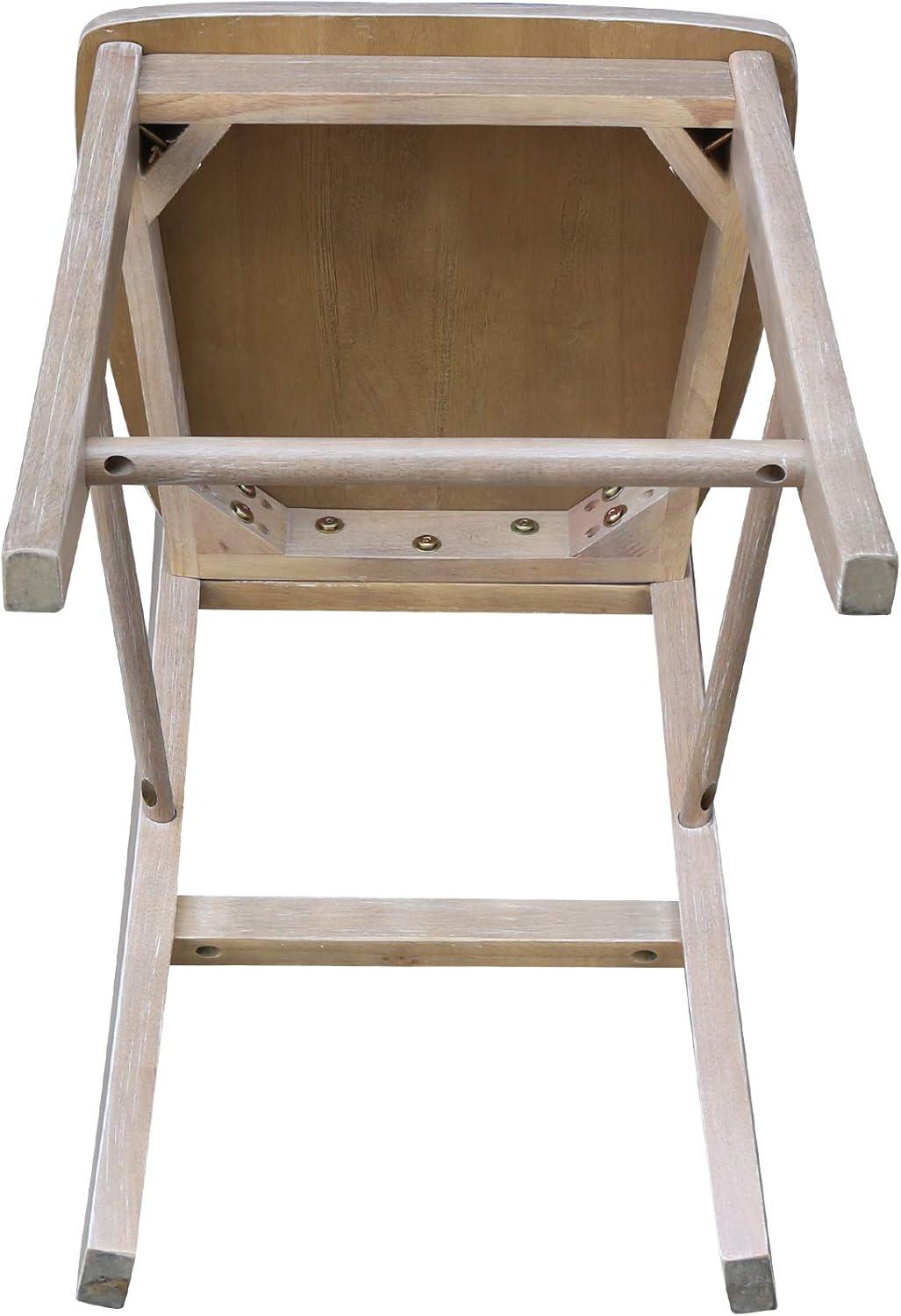 X Back Stool Washed Gray/Taupe - International Concepts