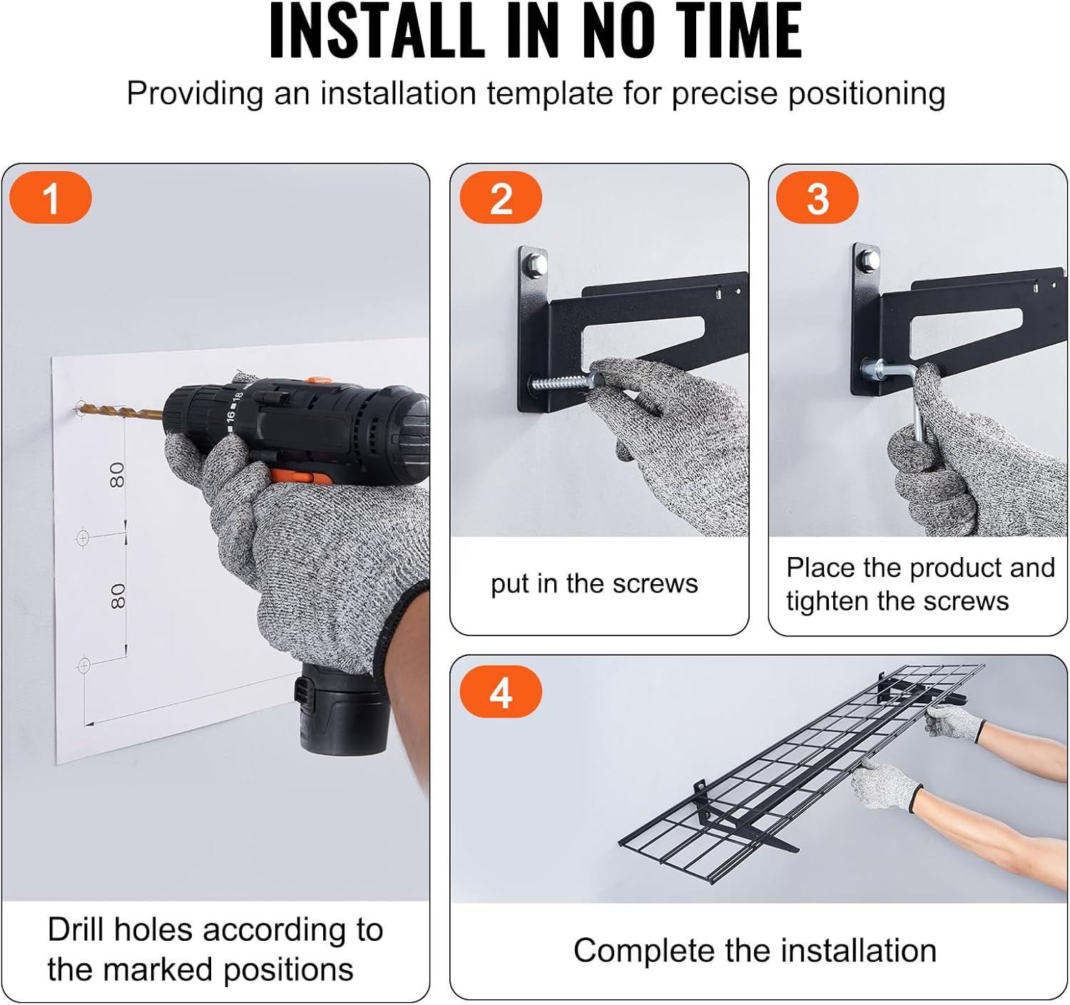 Vevor QXCKGBDHSSC48L638V0 4 x 1 ft. Wall Mounted Garage Storage Shelving - Pack of 2