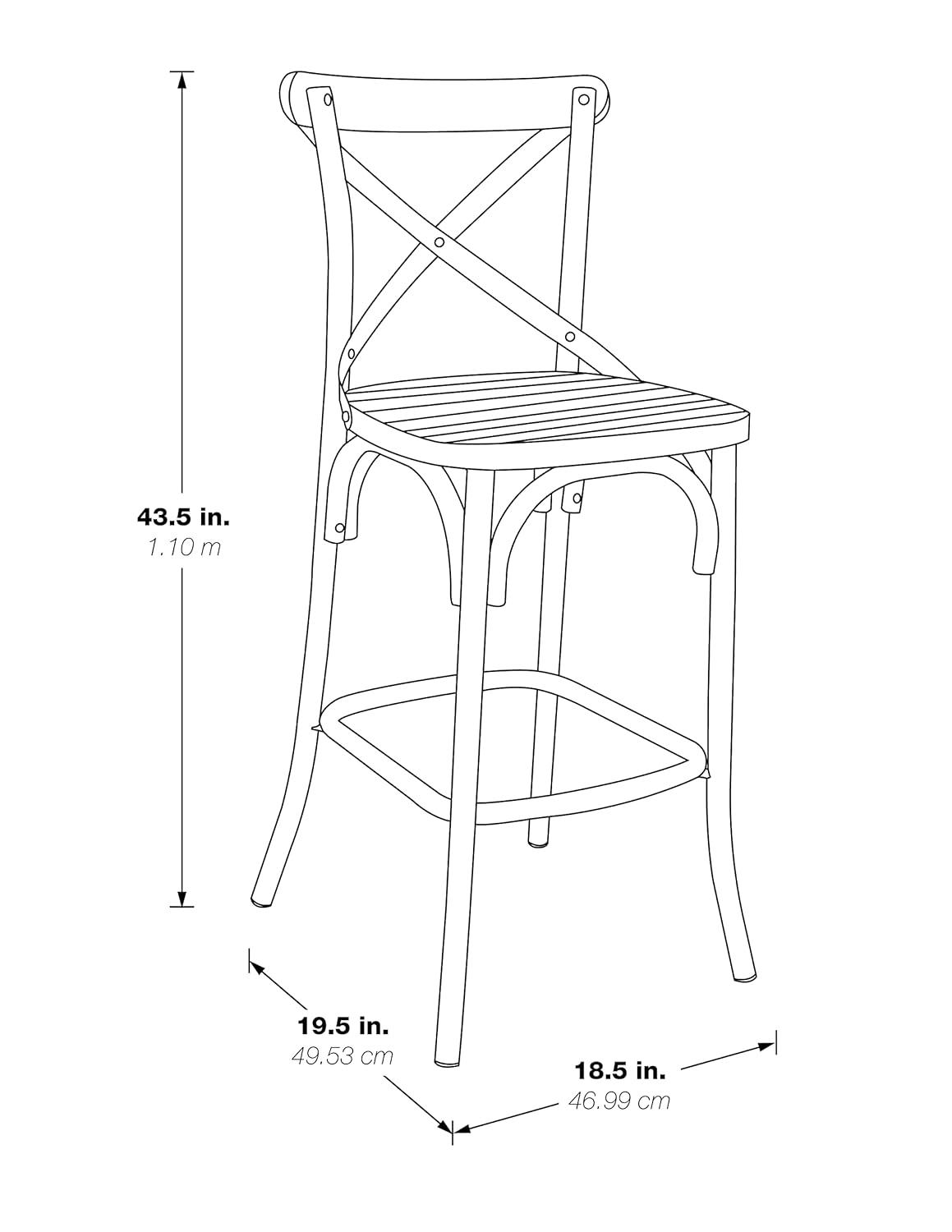 OSP Home Furnishings Somerset 30" Bar Stool with Back in Antique Black K/D