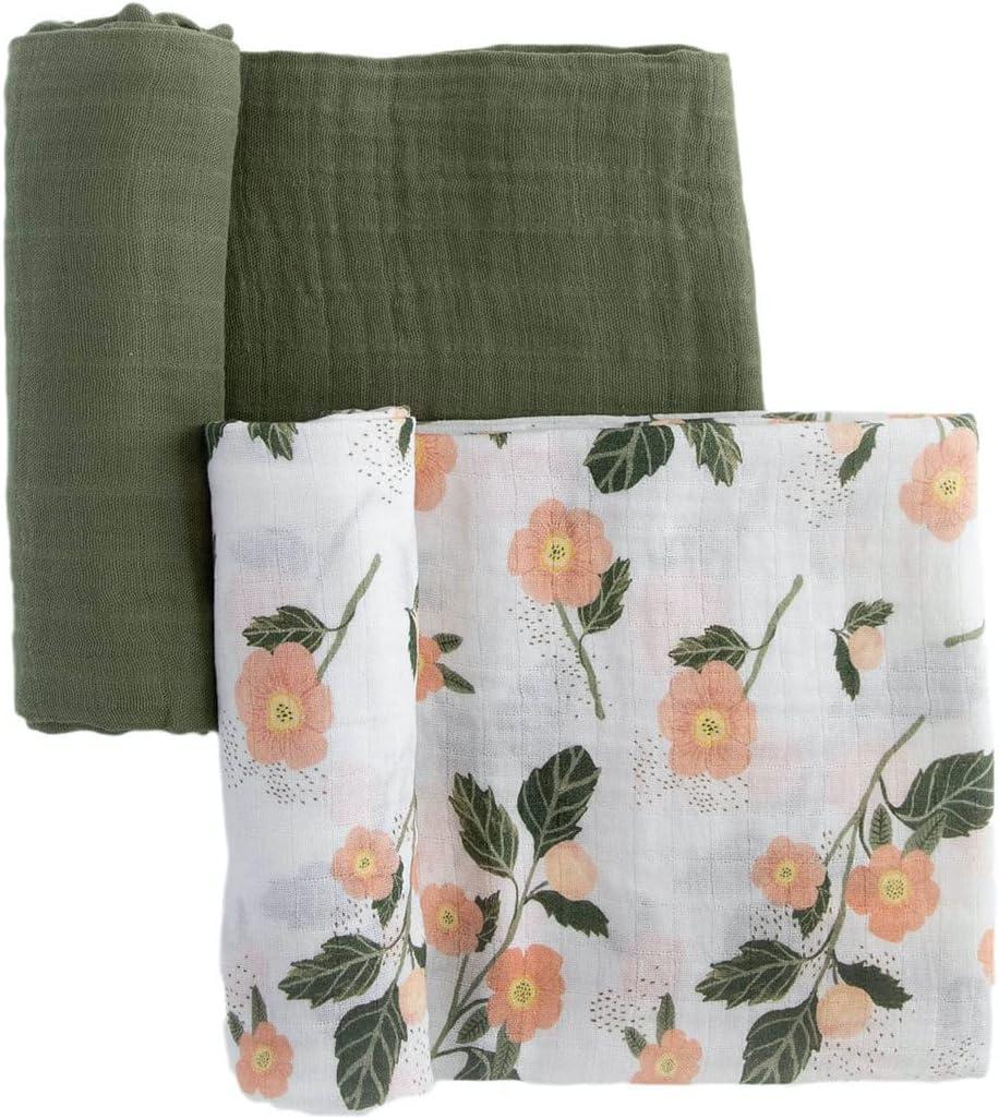 Red Rovr Organic Cotton Muslin Swaddle Blanket - Blushing Bloom - 2pk