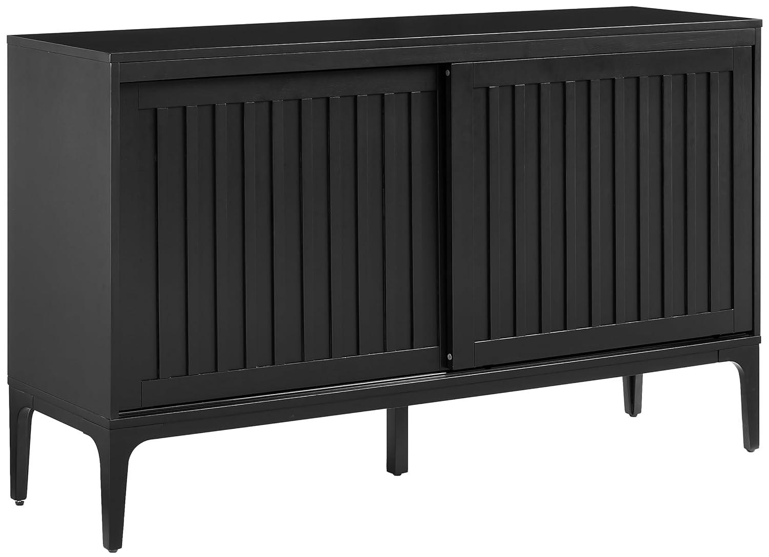 Crosley Furniture Asher Modern Particle Board Wood Sideboard in Matte Black