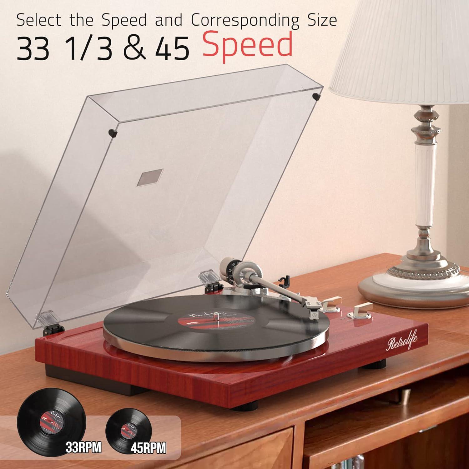 Turntables Record Player with Wireless Output Connectivity Vinyl Player Belt-Drive Support 33 45 RPM Speed Phono Line USB Digital to PC Recording with Advanced MM Cartridge ATN3600L Light Brown