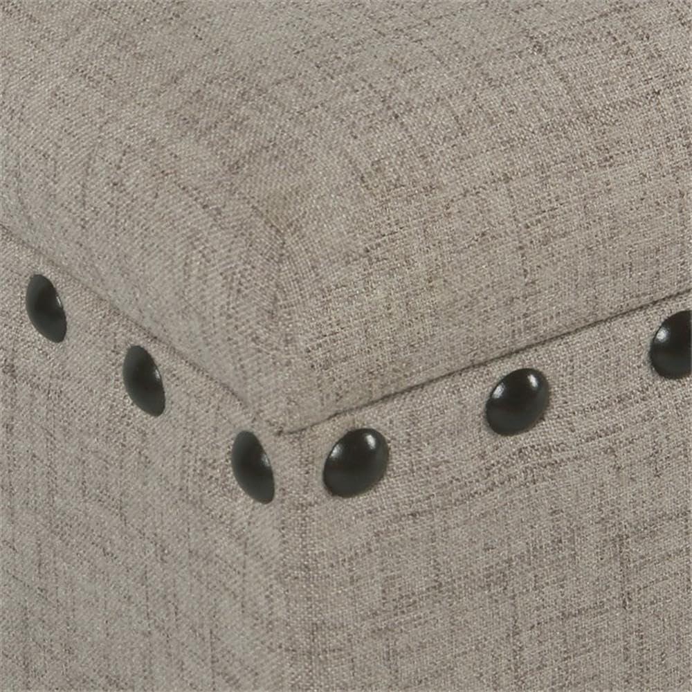 Large Storage Bench with Nailhead Trim Tan - HomePop: Upholstered Ottoman, Bedroom Accent Furniture, Foam Cushioned Seating