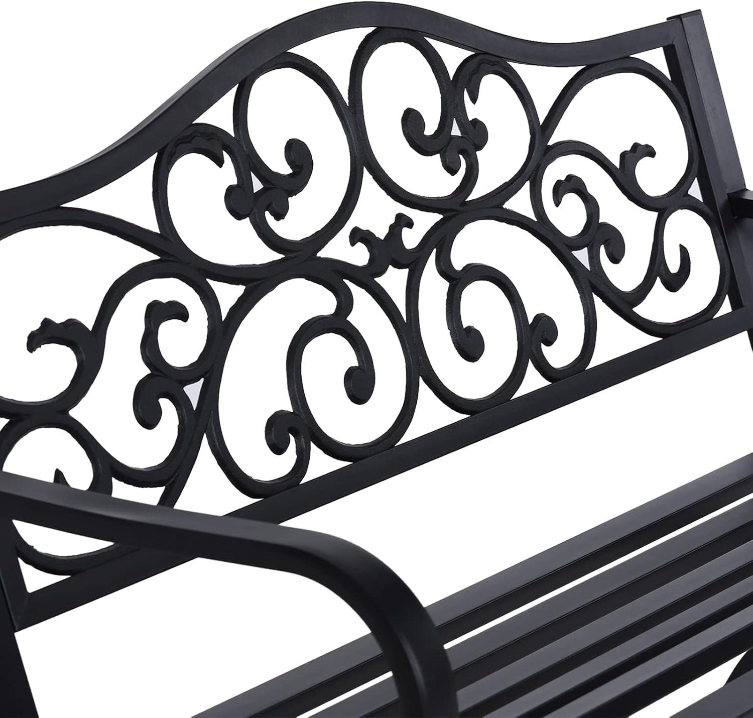 Sophia & William Outdoor Patio Metal Bench Pinkish Red