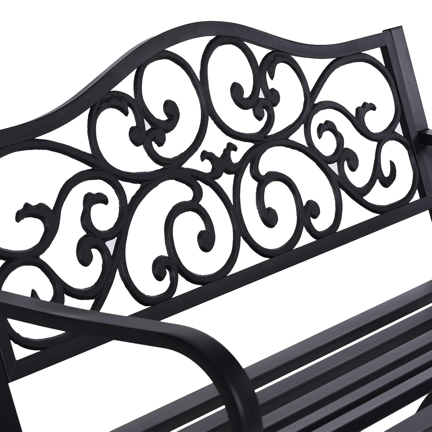 Sophia & William Outdoor Patio Metal Bench Pinkish Red
