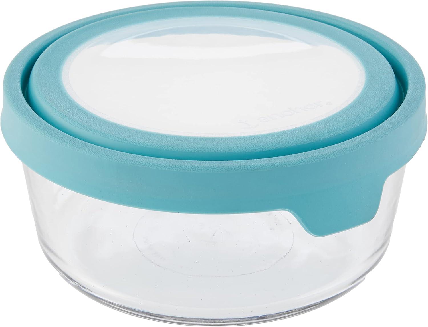 Anchor Hocking 13294AHG18 Trueseal Glass Food Storage with Mineral Blue Lids - 10 Piece Set