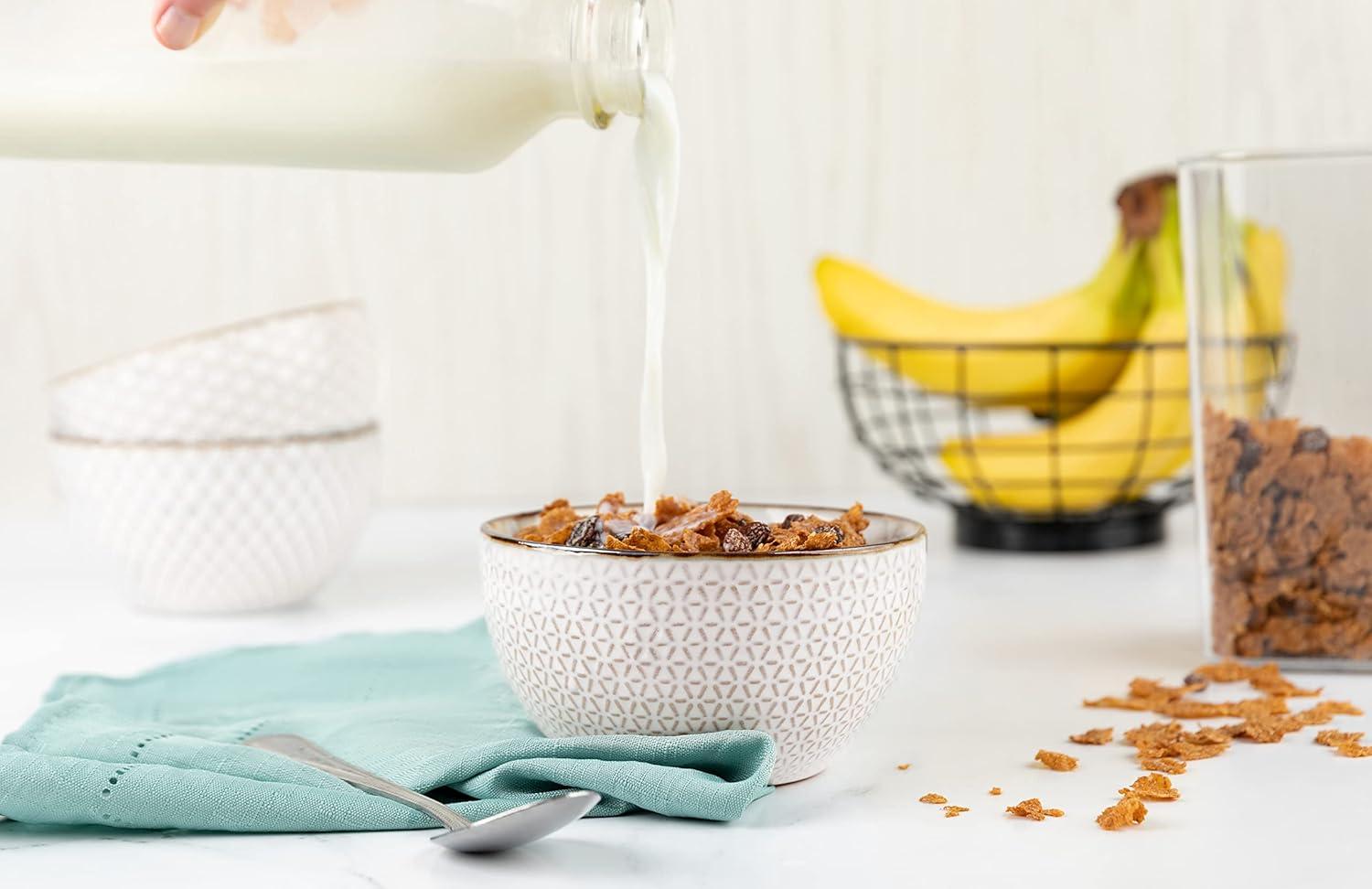 Kook Ceramic Cereal Bowls, 22 oz, Set of 4, Narbonne Collection