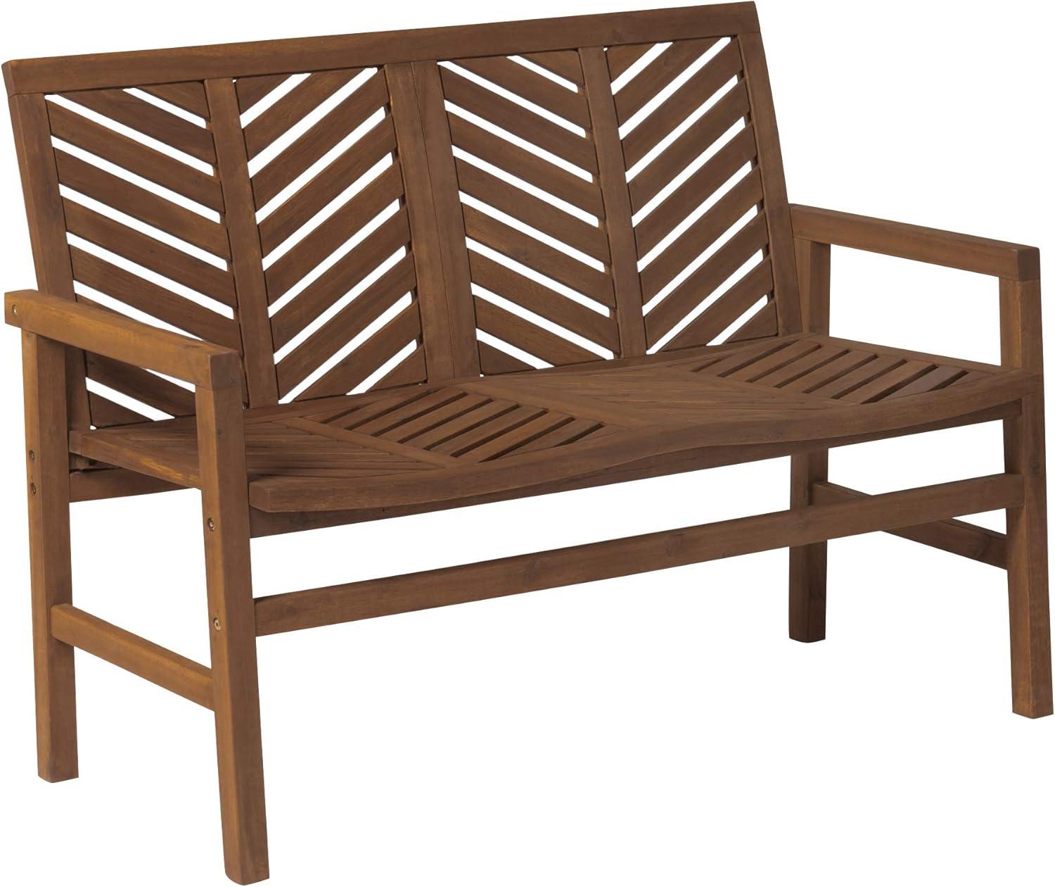 WE Furniture 48" Chevron Inspired Design Patio Wood Love Seat