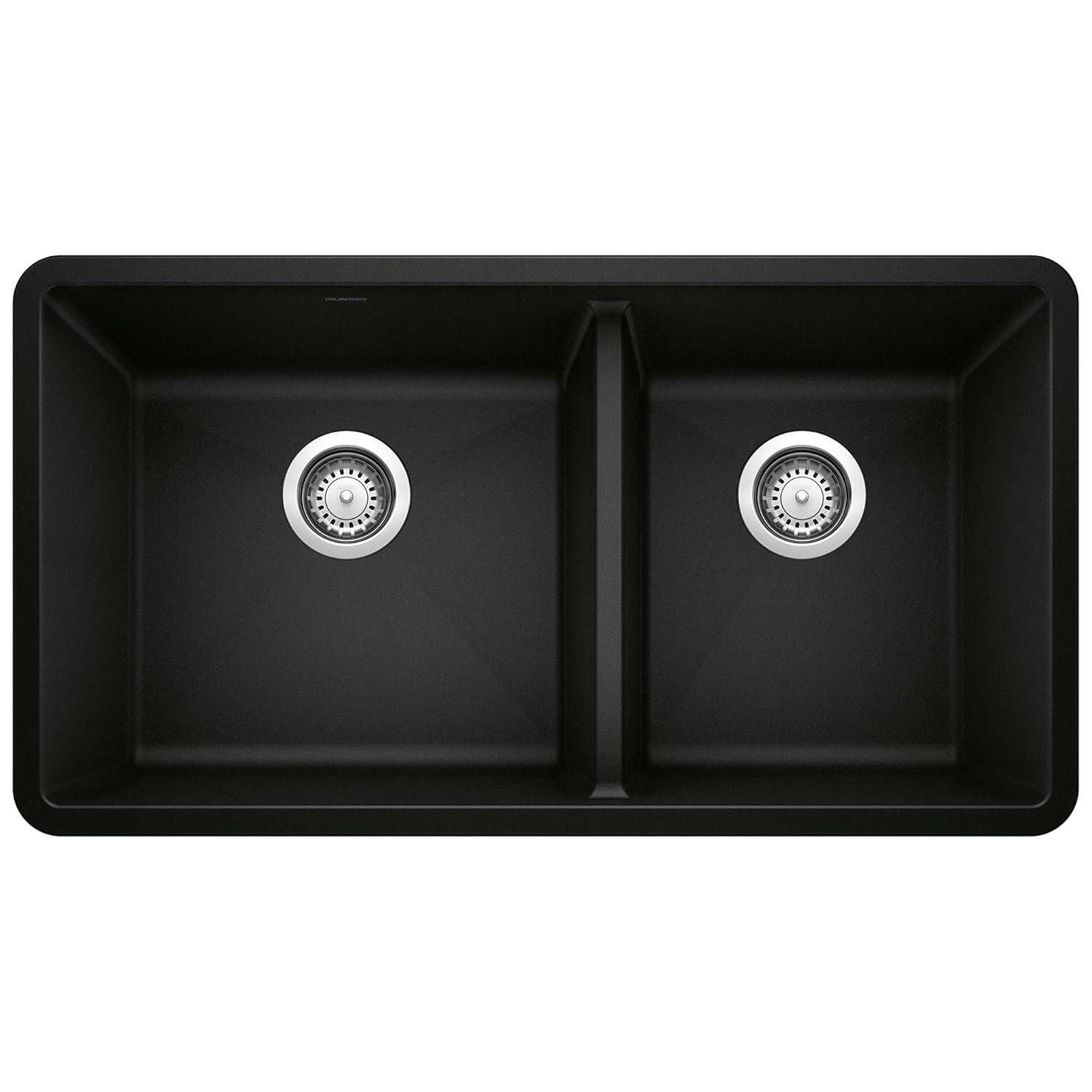 Precis SILGRANIT 33" L X 18" W Double Bowl Undermount Kitchen Sink