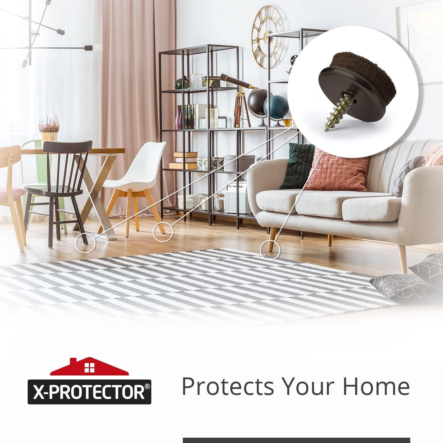 Brown Screw-On Felt Furniture Pads for Hardwood Floors, 0.8" Premium Chair Glides, 24 Pieces