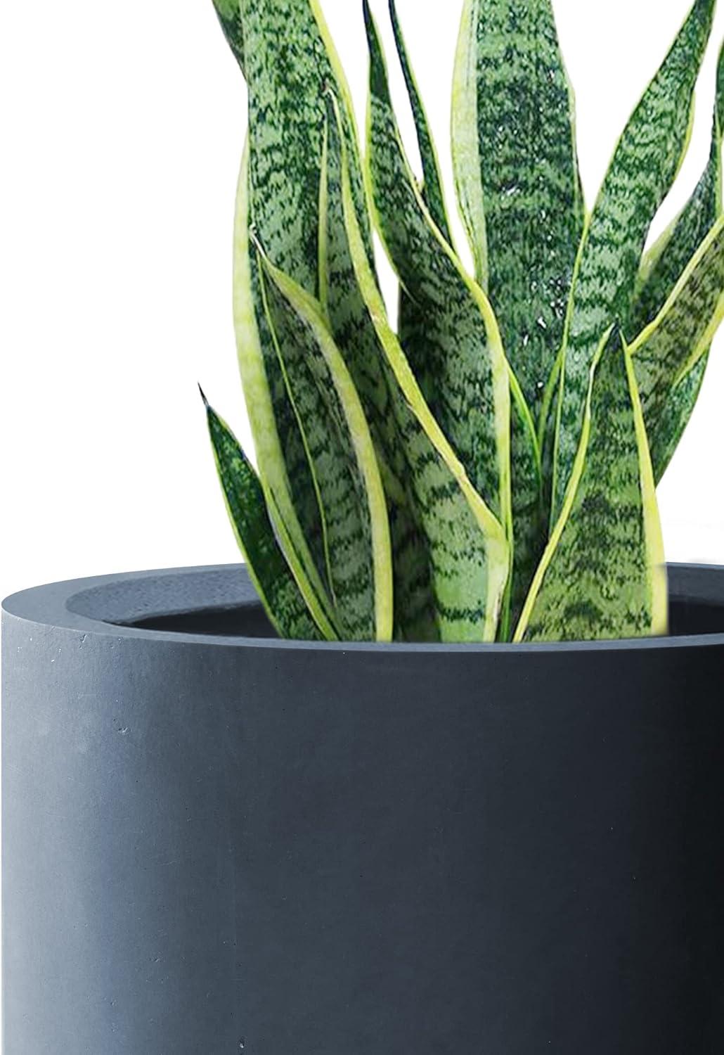 9.8" x 9.8" Kante Lightweight Concrete Modern Cylinder Outdoor Planter Charcoal - Rosemead Home & Garden, Inc.