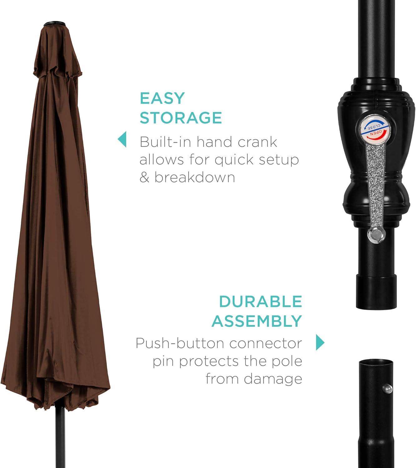 Best Choice Products 10ft Outdoor Steel Market Patio Umbrella w/ Crank, Tilt Push Button, 6 Ribs - Brown