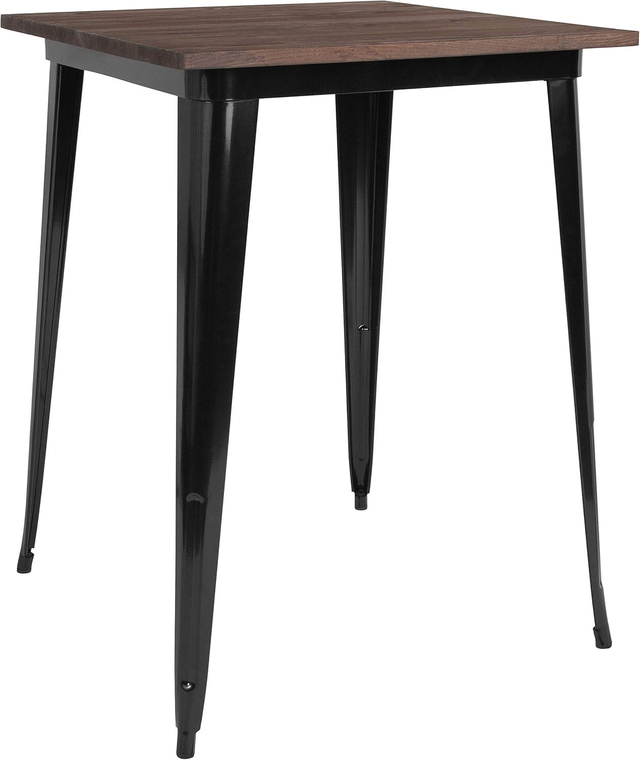 Emma and Oliver 31.5" Square Wood/Metal Indoor Bar Height Table