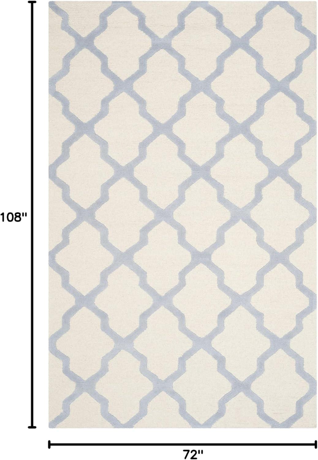 SAFAVIEH Cambridge Liam Geometric Wool Area Rug, Ivory/Light Blue, 6' x 9'